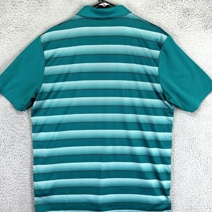 Adidas Adidas Polo Shirt Mens M Green Short Sleeve Striped Golf Polo Logo EUC Size US M / EU 48-50 / 2 - 2 Thumbnail