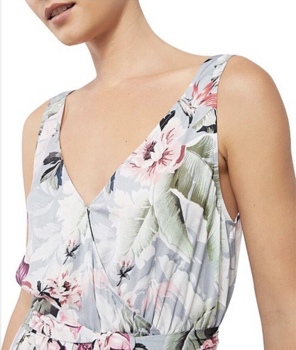 Other Witchery St Tropez Tropical Maxi Dress Grey/Pink women's Size XL / US 12-14 / IT 48-50 - 2 Thumbnail