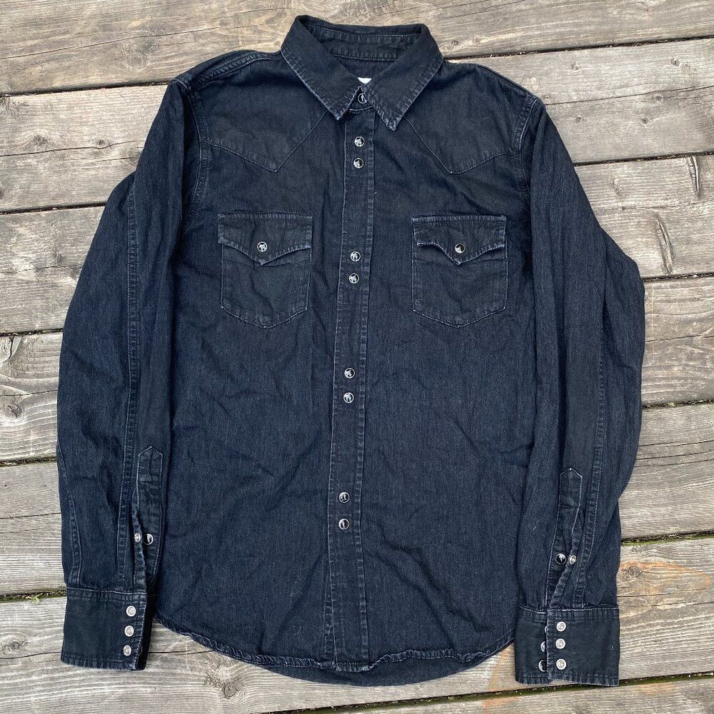 Saint Laurent Paris Saint Laurent Paris Black Denim Snapped Western Shirt Jacke Size US XL / EU 56 / 4 - 2 Thumbnail
