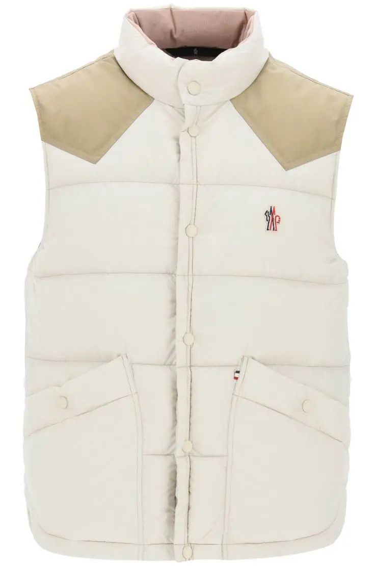 Image of Moncler Grenoble O1S22I1N0324 Padded Feather Vest In Beige, Men's (Size Small)