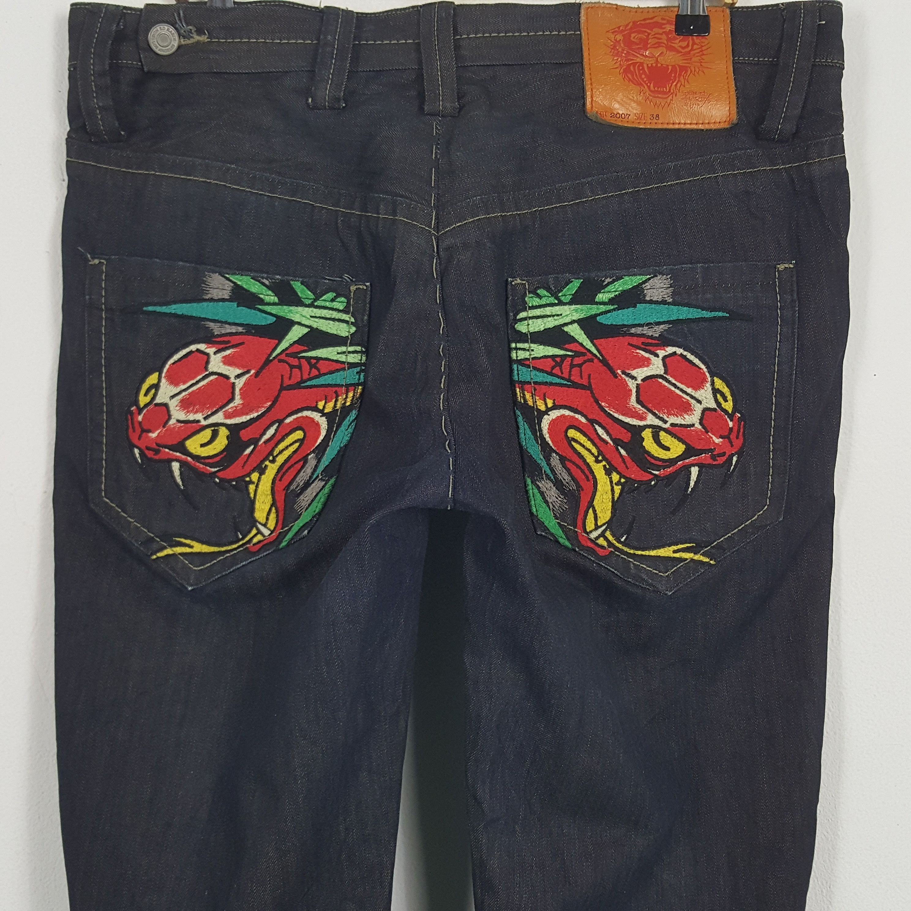 Ed Hardy × Vintage Vintage Ed Hardy Snake Design Denim Jeans Size US 38 / EU 54 - 2 Thumbnail