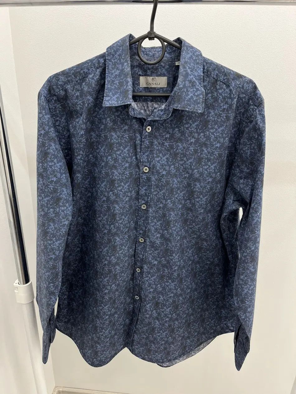 Canali Canali Floral Cotton Button Up Shirt Size US XL / EU 56 / 4 - 1 Thumbnail