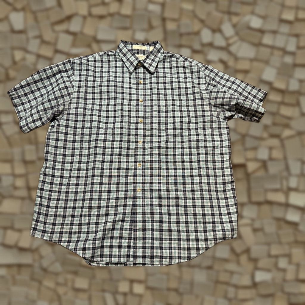 Arrow Arrow Shirt Men's XL Plaid Blue Green White Check Short Sleeve Button Up Size US XL / EU 56 / 4 - 1 Thumbnail