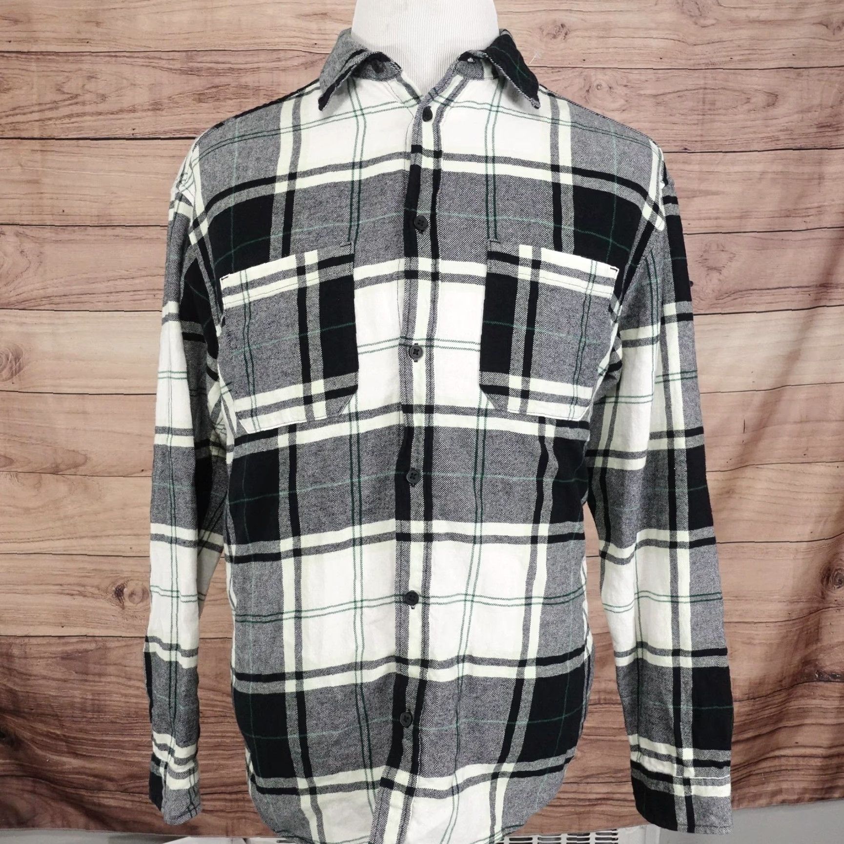 H&M H&M Shirt Mens M Black Gray Plaid Flannel Long Sleeve Button Up Casual Size US M / EU 48-50 / 2 - 3 Thumbnail