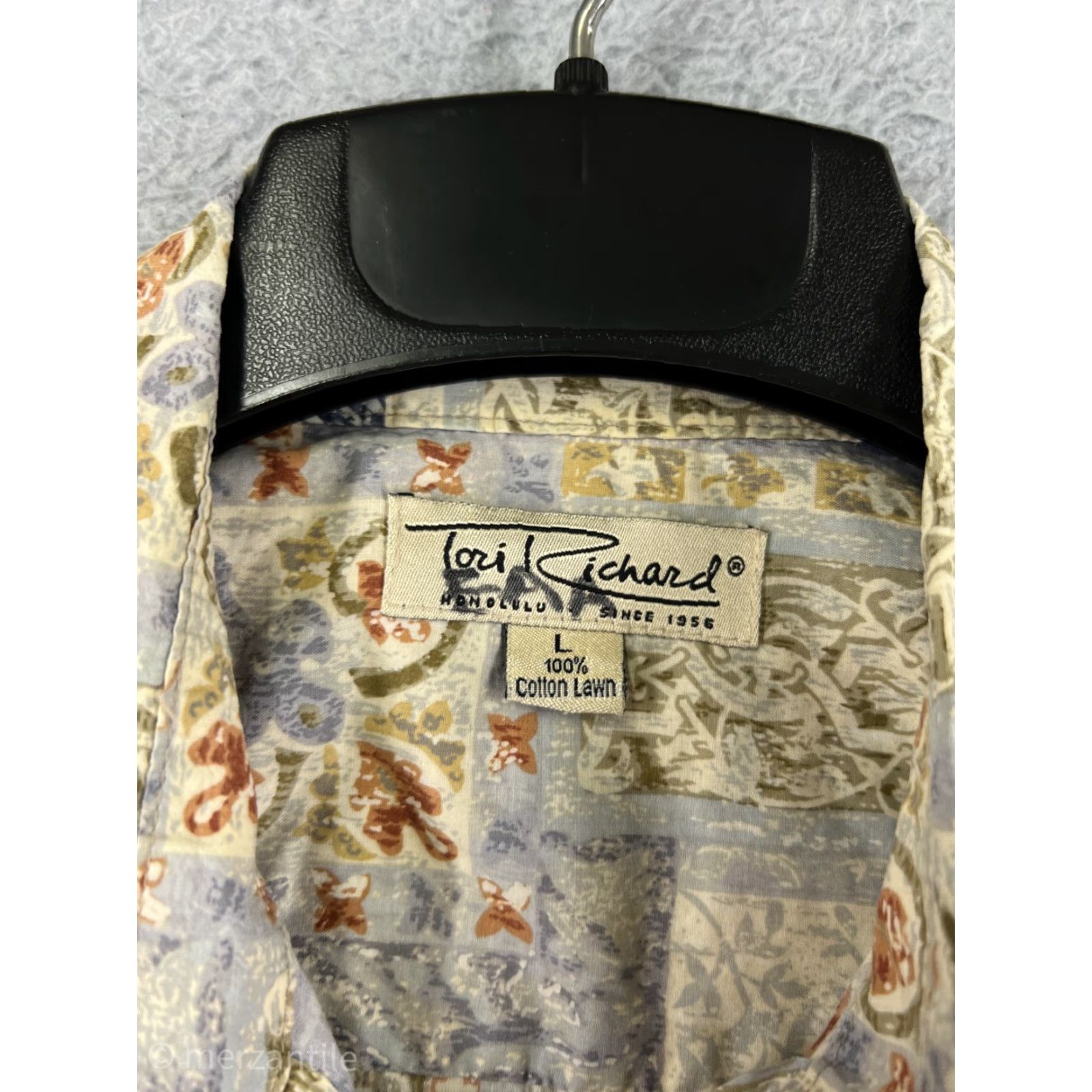 Tori Richard Tori Richard Shirt Mens Large Beige Quilt Pattern Button Up Hawaiian Cotton Lawn Size US L / EU 52-54 / 3 - 3 Thumbnail