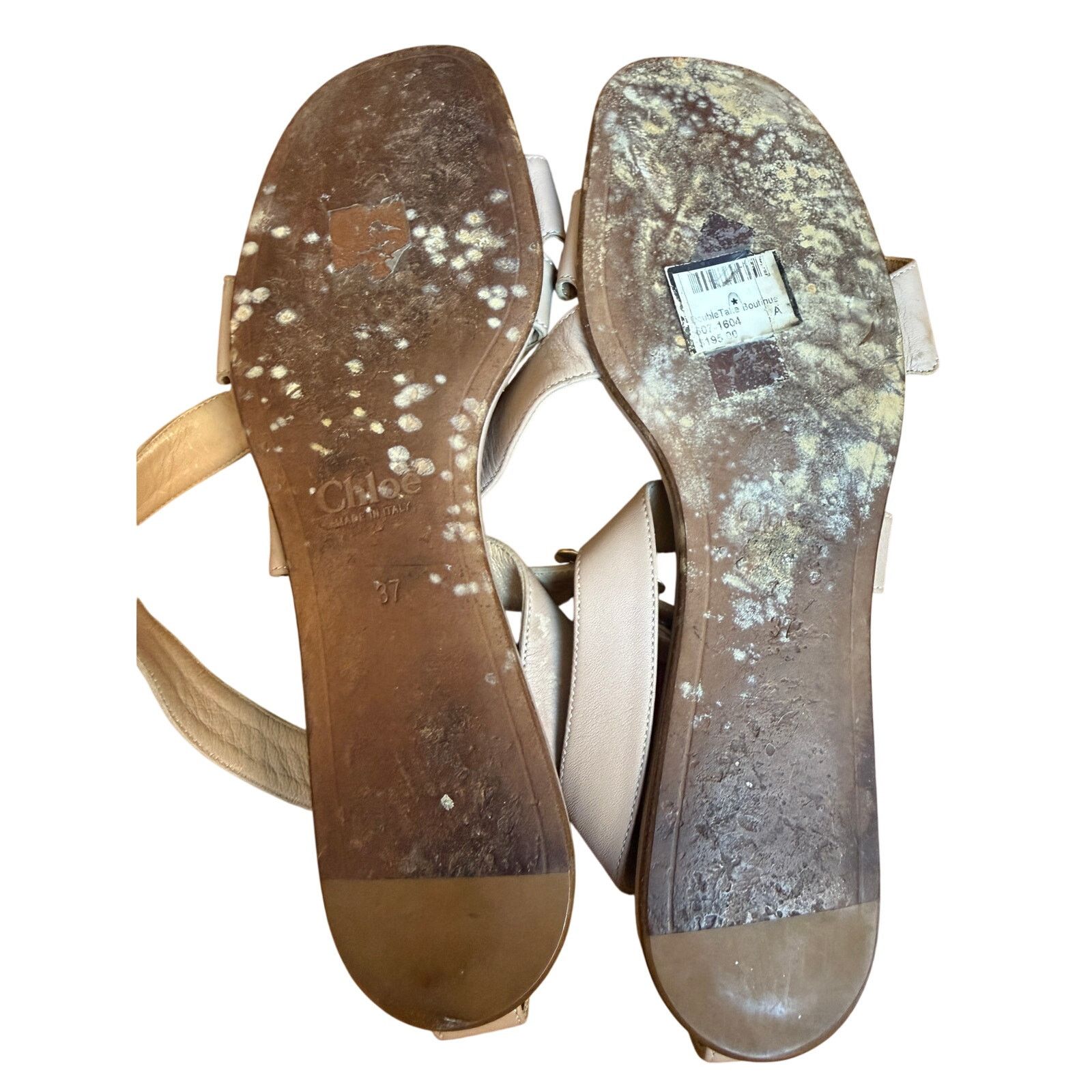 Chloe Chloé Nude Leather Scalloped Crisscross Flat Sandals Size US 7 / IT 37 - 5 Thumbnail