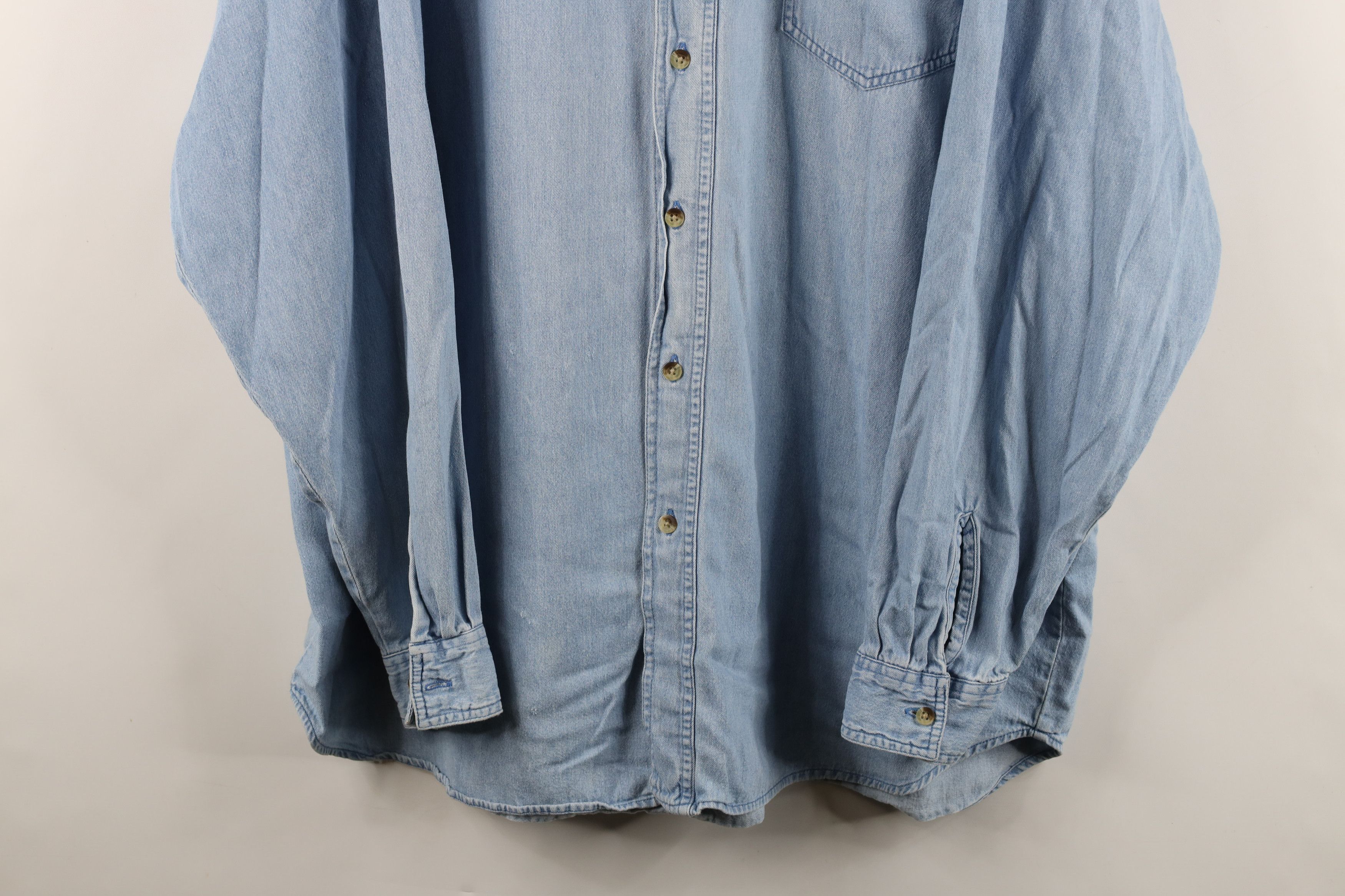 Vintage Vintage 90s Pittsburgh Steelers Football Denim Button Shirt Size US XL / EU 56 / 4 - 3 Thumbnail