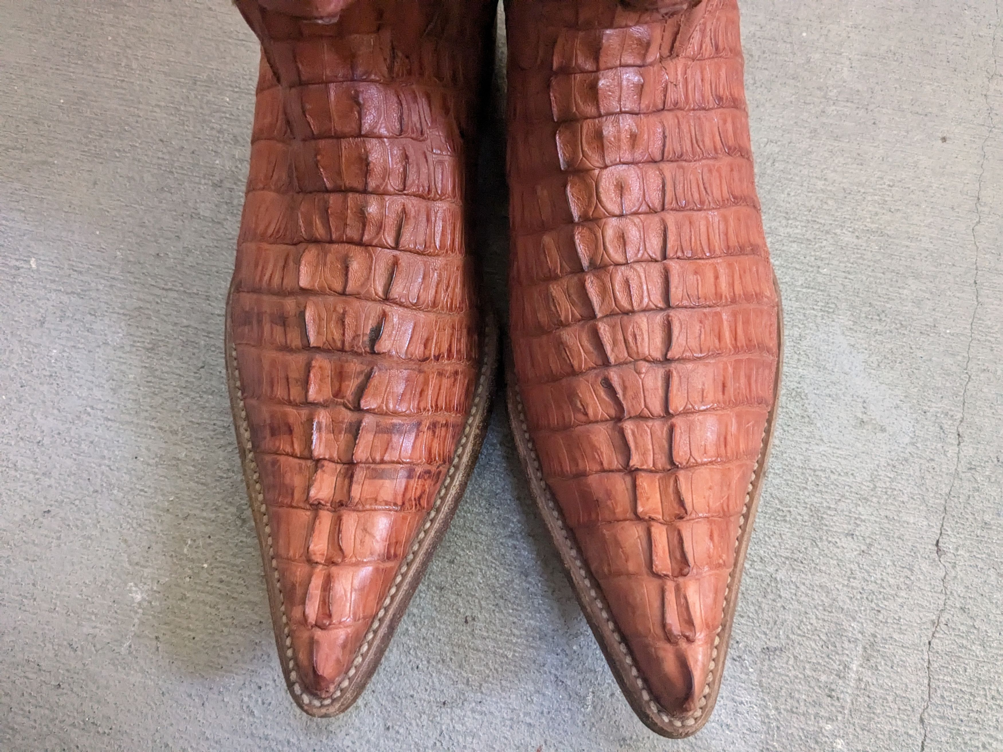 Genuine Leather Crocodile Cowboy Boots Brown 8.5 Vintage Leather Botas Size US 8.5 / EU 41-42 - 5 Thumbnail