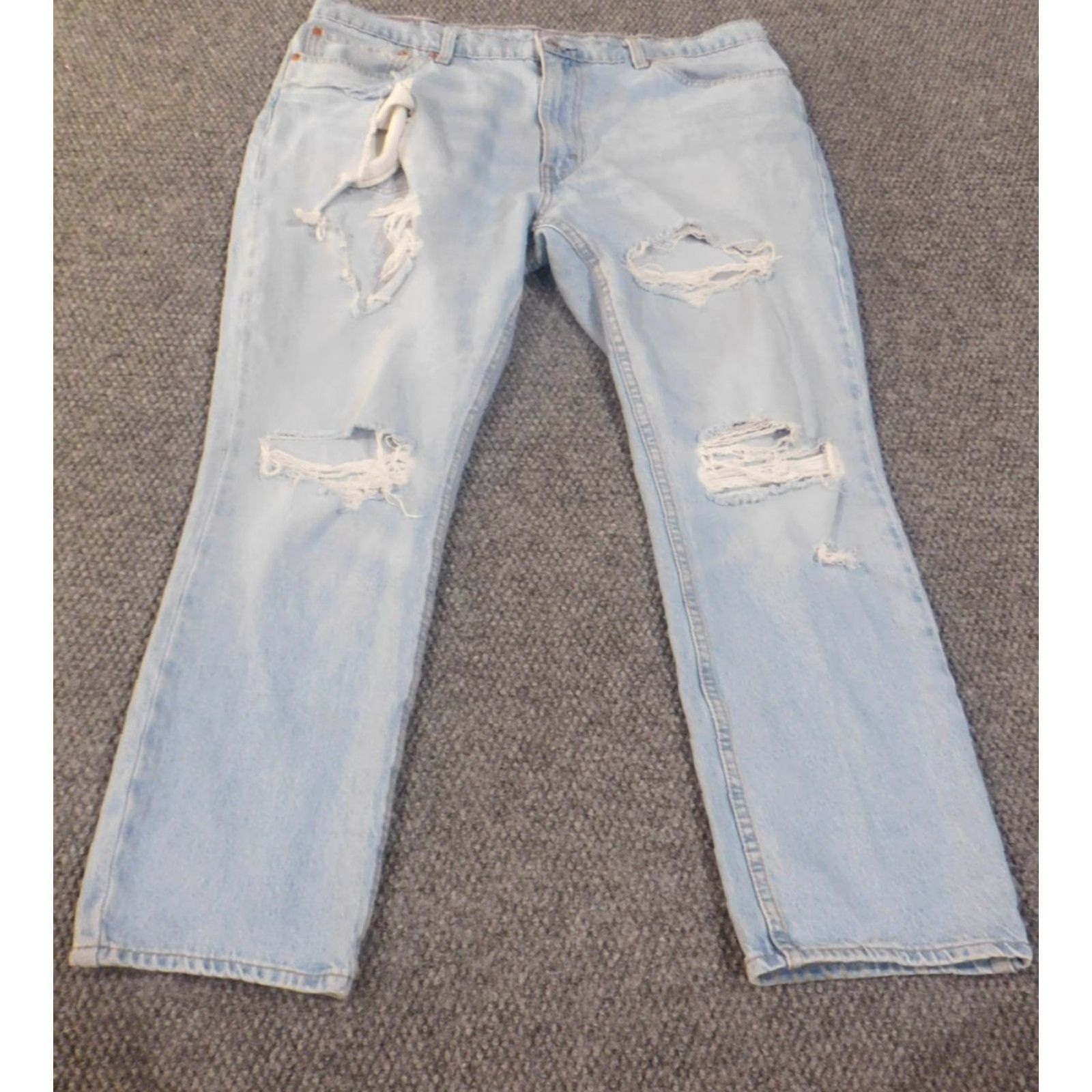 Levi's Levi's 511 Jeans Mens 38x30 Blue Light Wash Distressed Retro Classic Denim Straight 511 Model Vintage No Mens Regular 28in Inseam (Levi's 500 Series) Size US 38 / EU 54 - 2 Thumbnail