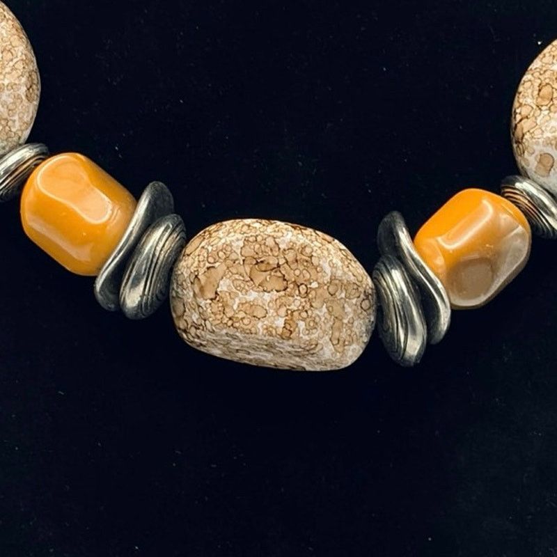 Other Cream & Orange Stone Necklace Size ONE SIZE - 2 Thumbnail
