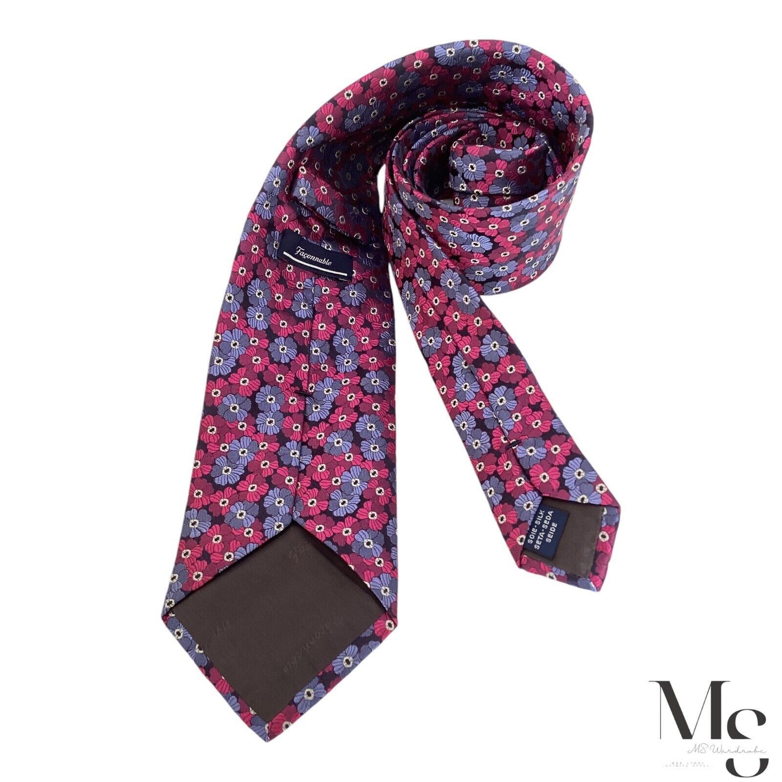 Faconnable FAÇONNABLE Current Purple Floral Silk Tie Made In Italy Size ONE SIZE - 2 Thumbnail