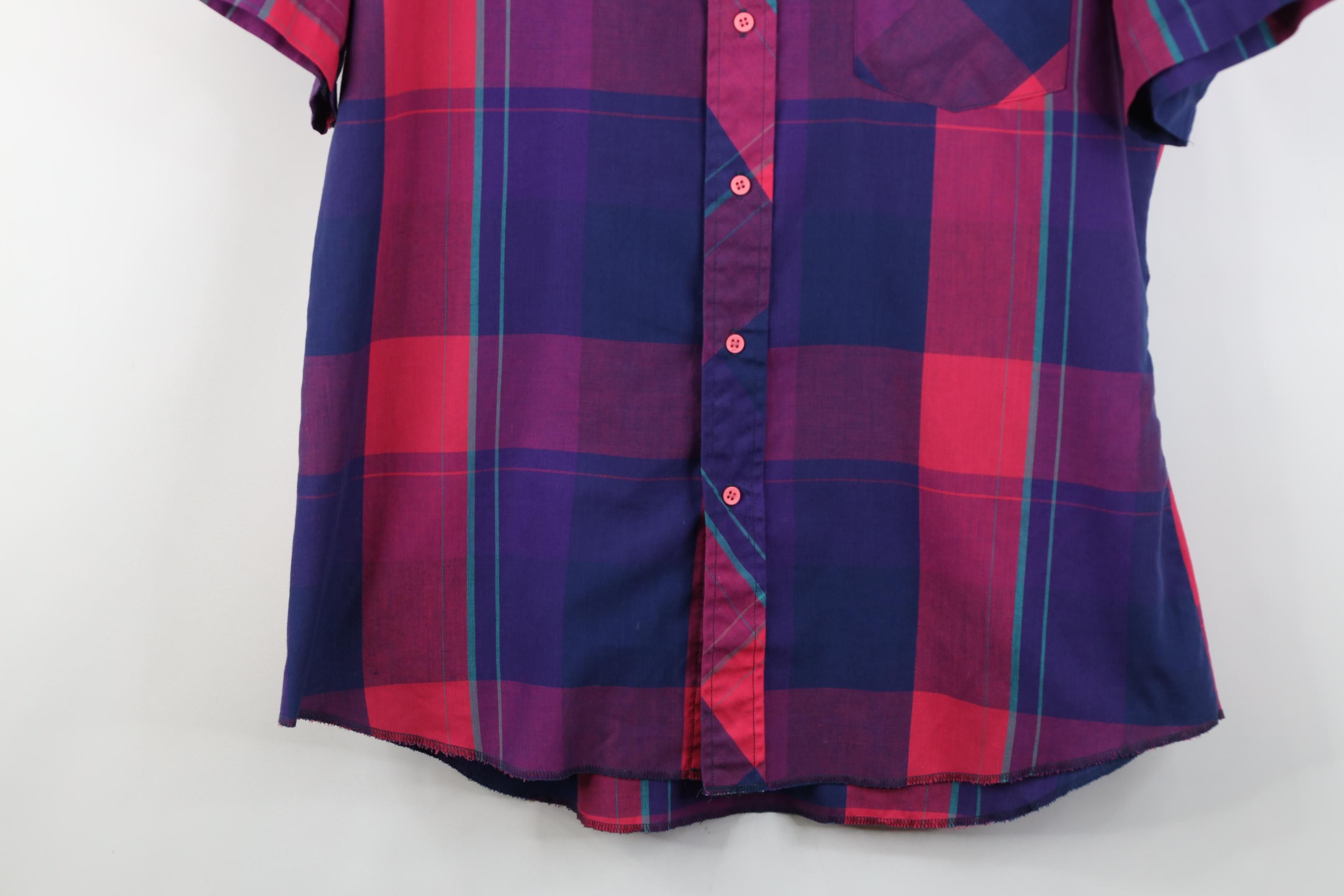 Wrangler Vintage 80s Wrangler Cowboy Short Sleeve Button Shirt Plaid Size US L / EU 52-54 / 3 - 3 Thumbnail