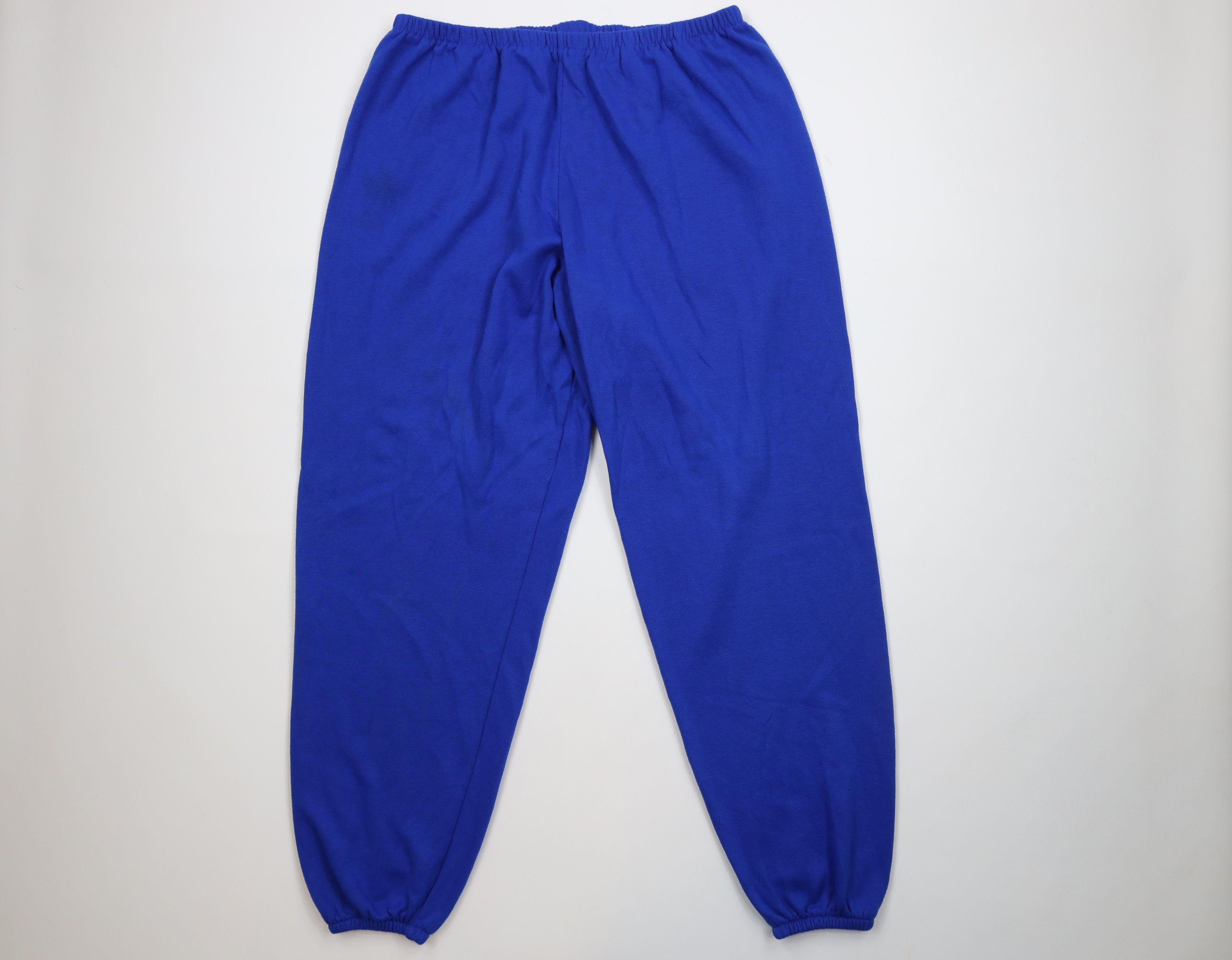 Vintage Vintage 70s Streetwear Cuffed Sweatpants Joggers Blue USA Size 32" / US 10 / IT 46 - 1 Thumbnail