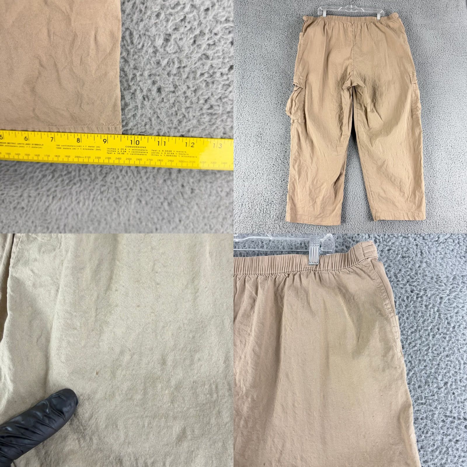 Athleta Athleta Cargo Pants Womens XL Tan Linen Blend Wide Leg Pockets 777370-00 Size 40" / US 18 - 8 Thumbnail