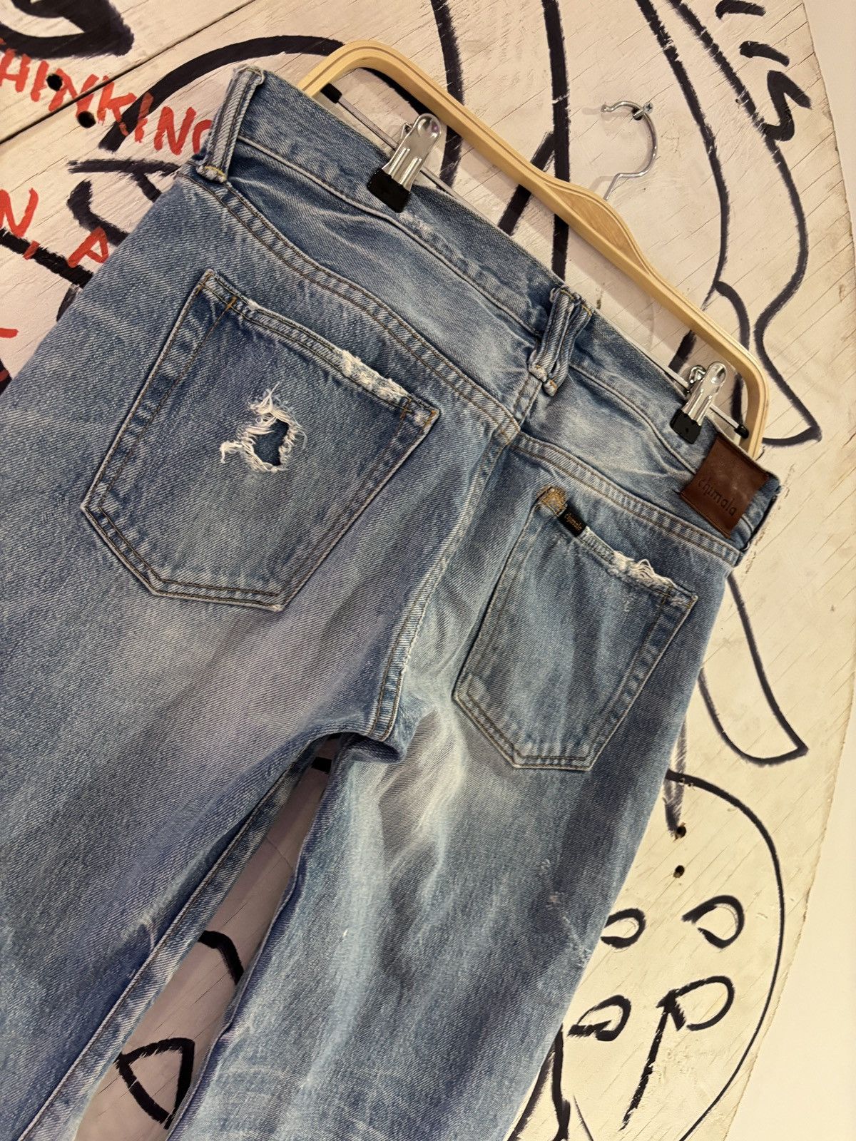 Chimala Chimala Mid Rise Distressed Japan Raw Denim Selvedge Jeans Size 27" / US 4 / IT 40 - 4 Thumbnail