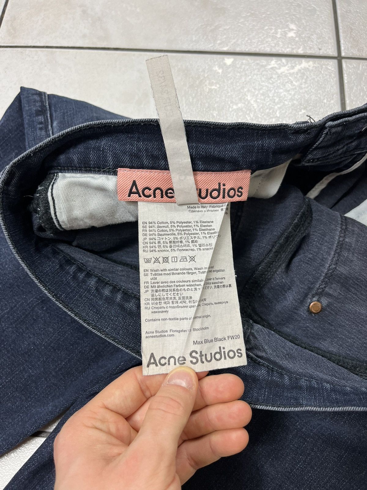 Acne Studios Acne Studios Max Blue Black FW20 classic jeans pants denim Size US 34 / EU 50 - 18 Thumbnail
