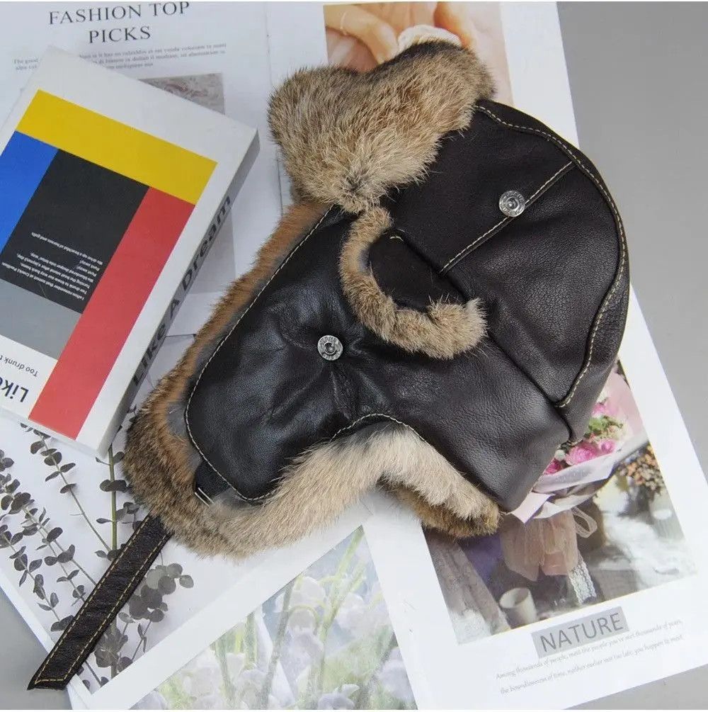 Vintage Unisex Genuine Sheepskin Real Rabbit Fur Hats Size ONE SIZE - 10 Thumbnail