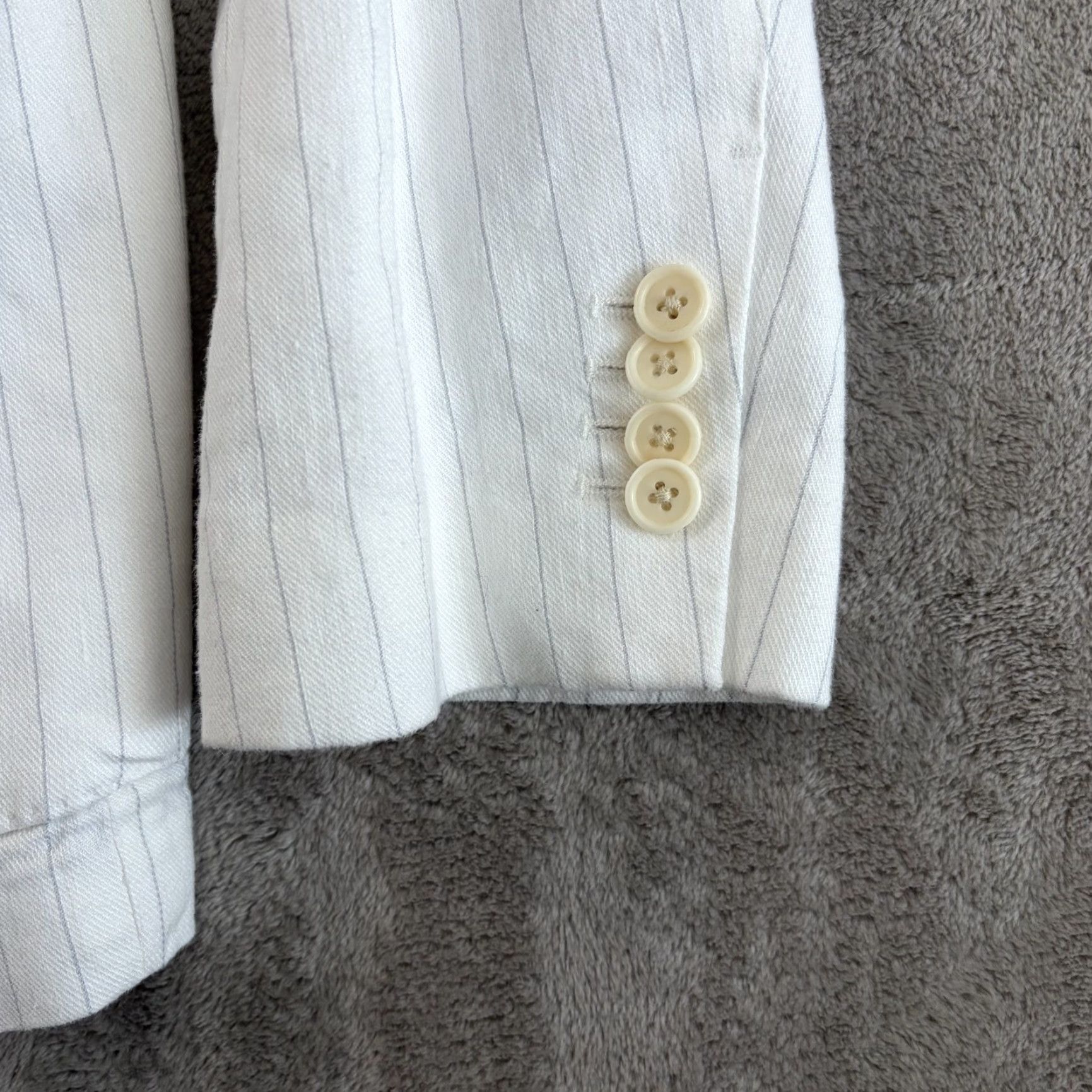 Banana Republic Banana Republic Blazer Mens 42 White Grey Striped Linen Tessuti di Sondrio Size 42R - 5 Thumbnail