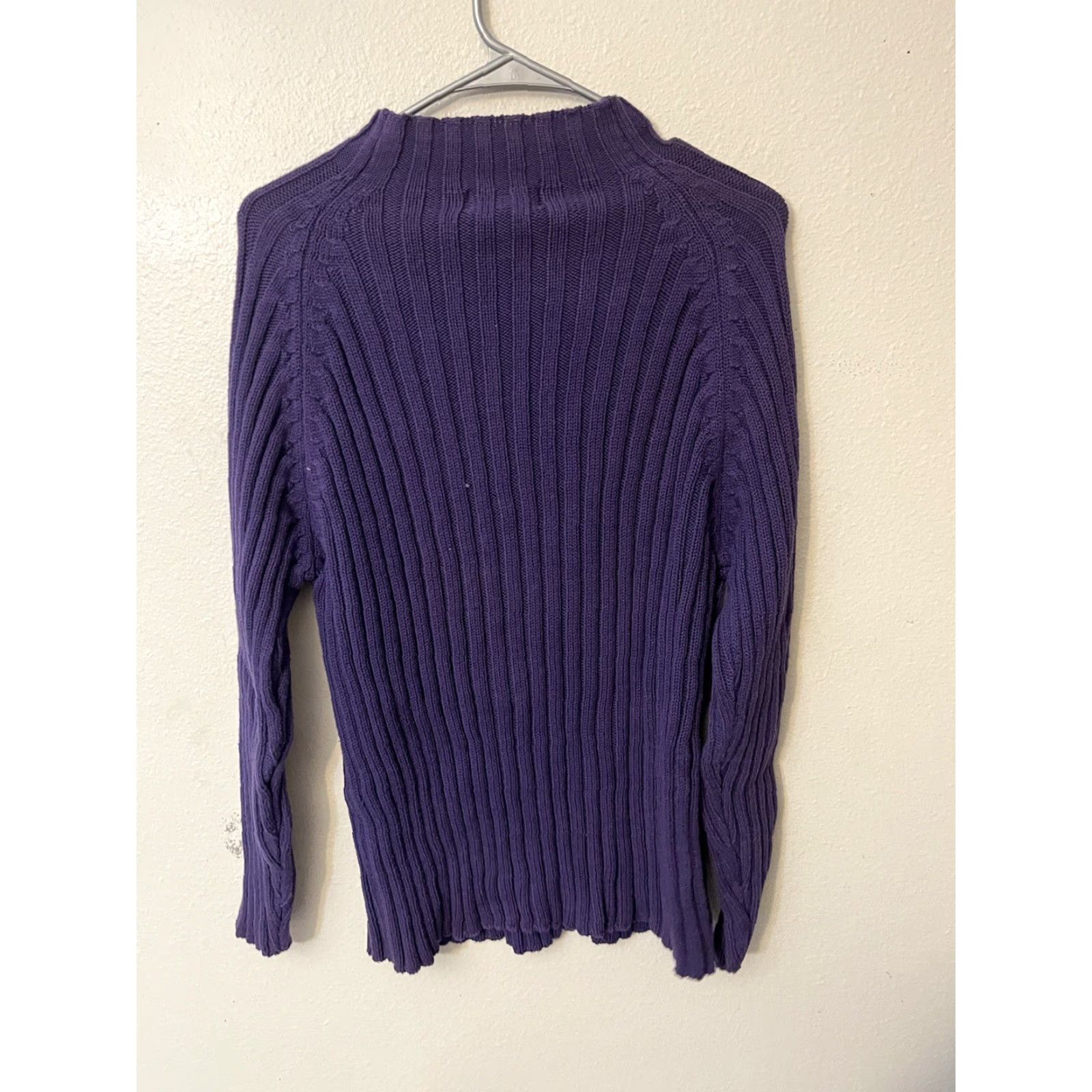 Style & Co VINTAGE Style Co Sweater Wool Cable-Knit Purple 2X Plus Women Pullover Mock Neck Long Sleeve All Seasons Knit Y2K Preppy Size XXL / US 16-18 / IT 52-54 - 3 Thumbnail