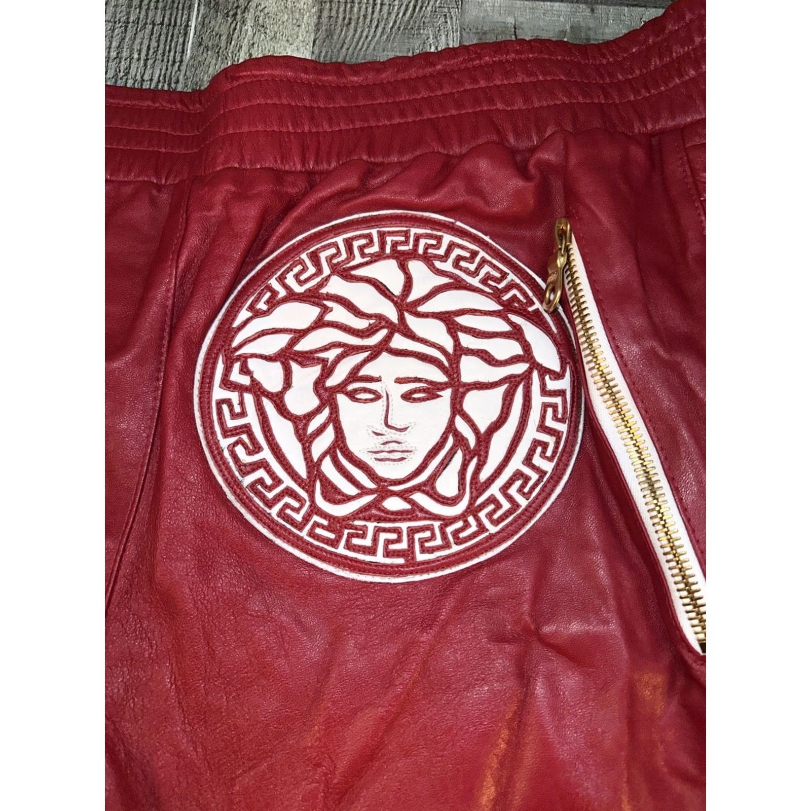 Vintage VINTAGE Red Leather Moto Biker Pants Mens 42 Regular 34in Medusa RiRi Zippers Quilted Leather Pants Clothing Size US 42 / EU 58 - 2 Thumbnail