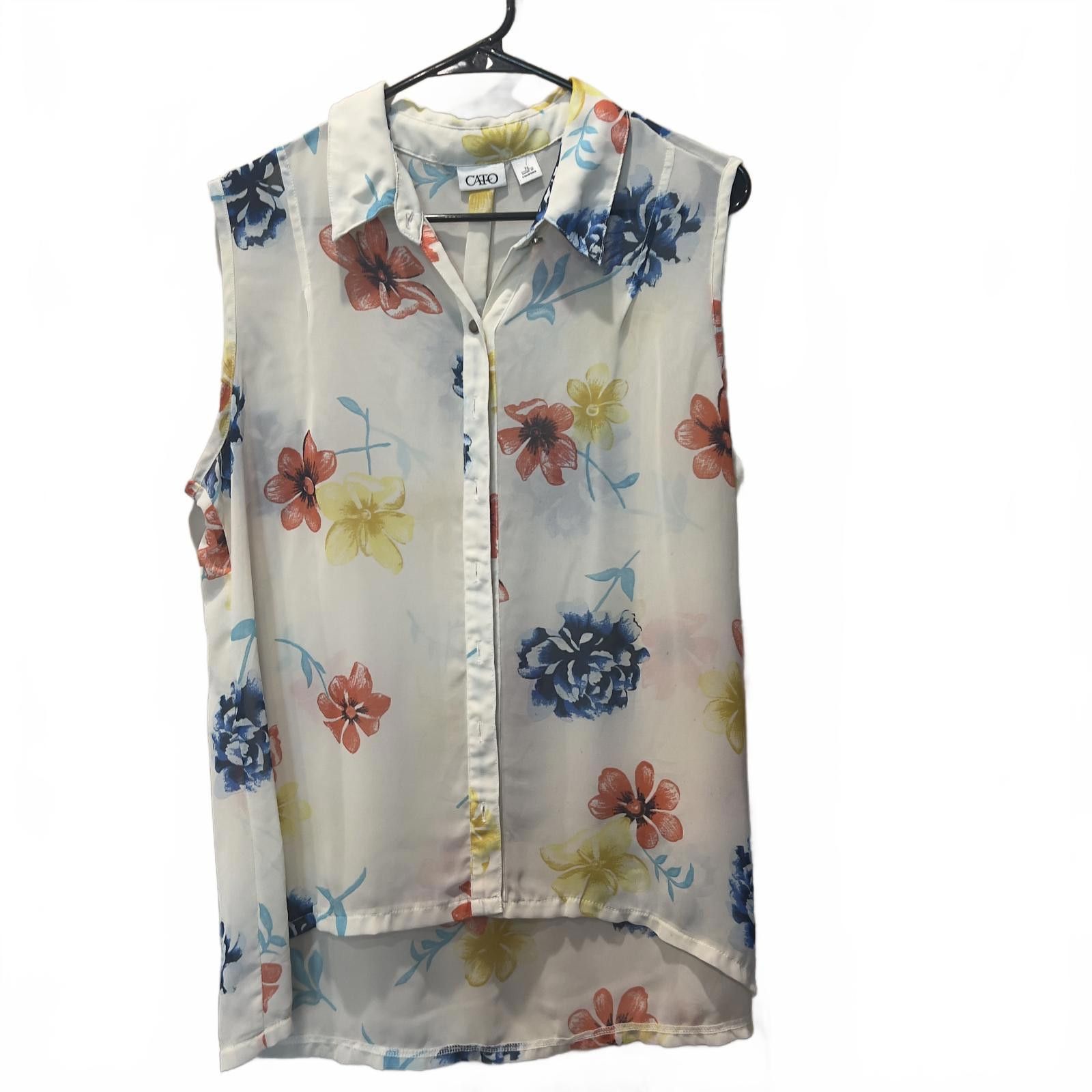 Cartoon Network Cato Women's Sleeveless Floral Button-Up Blouse XL Size XL / US 12-14 / IT 48-50 - 1 Thumbnail