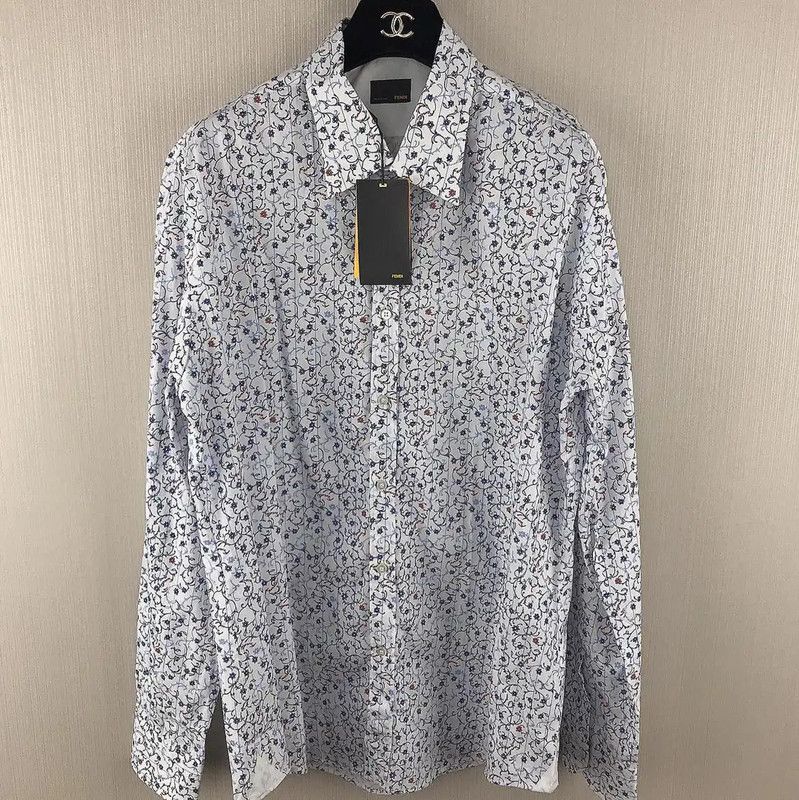 Fendi Fendi White Cotton Long Sleeve Shirt for Men 0089 Size US XL / EU 56 / 4 - 1 Thumbnail