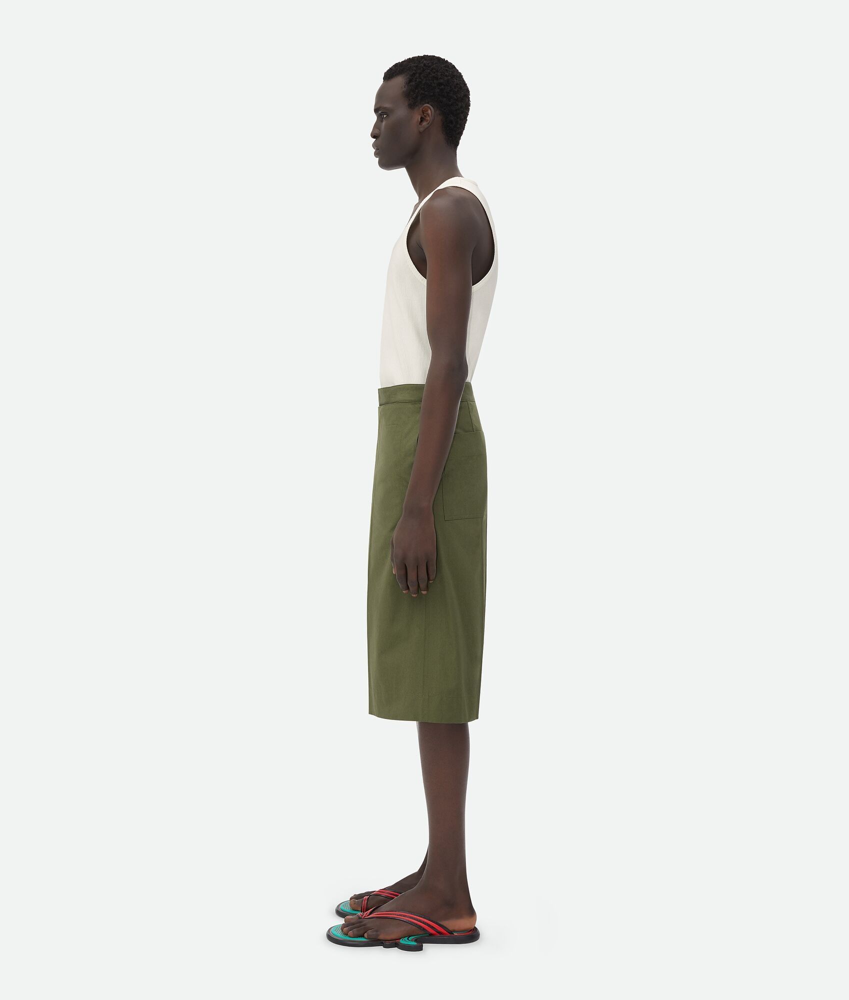 Bottega Veneta o1w1db10825 Compact Cotton Shorts in Thyme Size US 34 / EU 50 - 2 Thumbnail