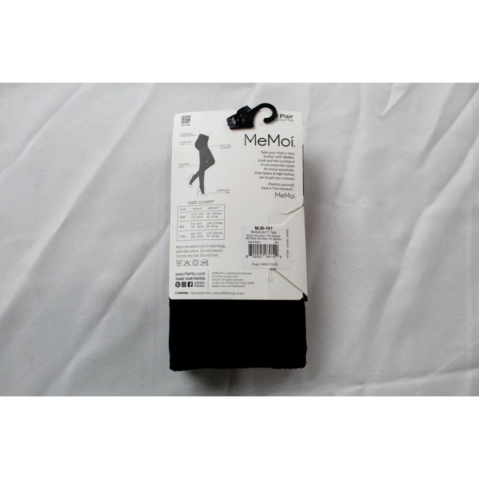 Vintage MeMoi Control Top Tights Women's Black Medium/Large Ribbed/Solid 2-Pack CN6 NWT Size M / US 6-8 / IT 42-44 - 3 Thumbnail