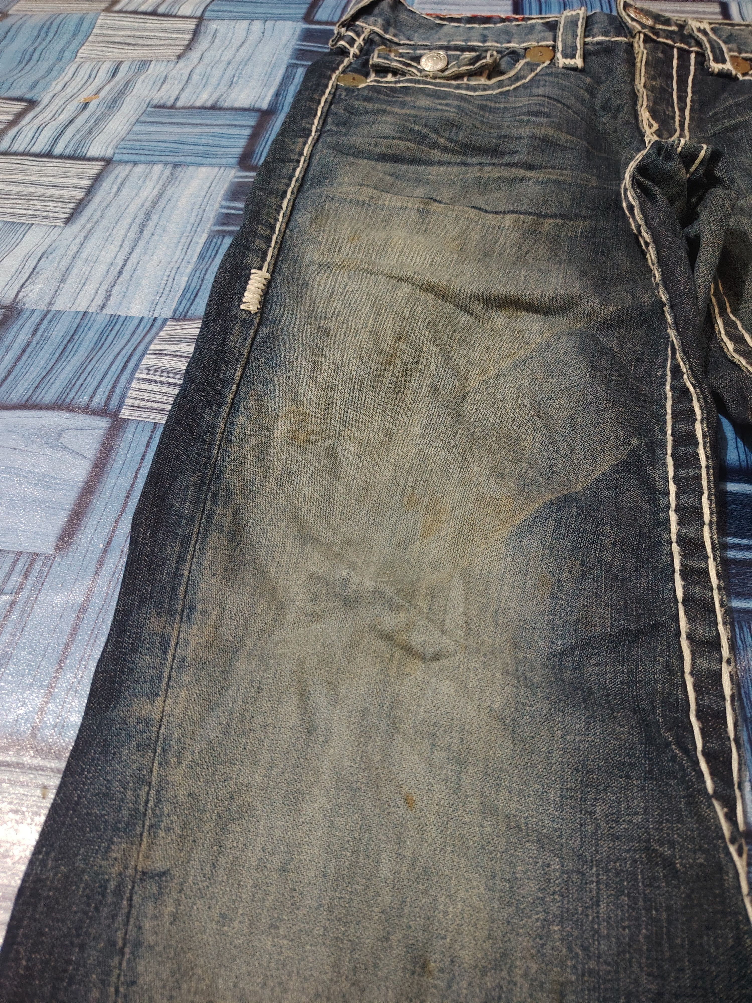 True Religion True Religion Jeans White Stitch Joey Super T Denim Flared Size US 31 - 5 Thumbnail