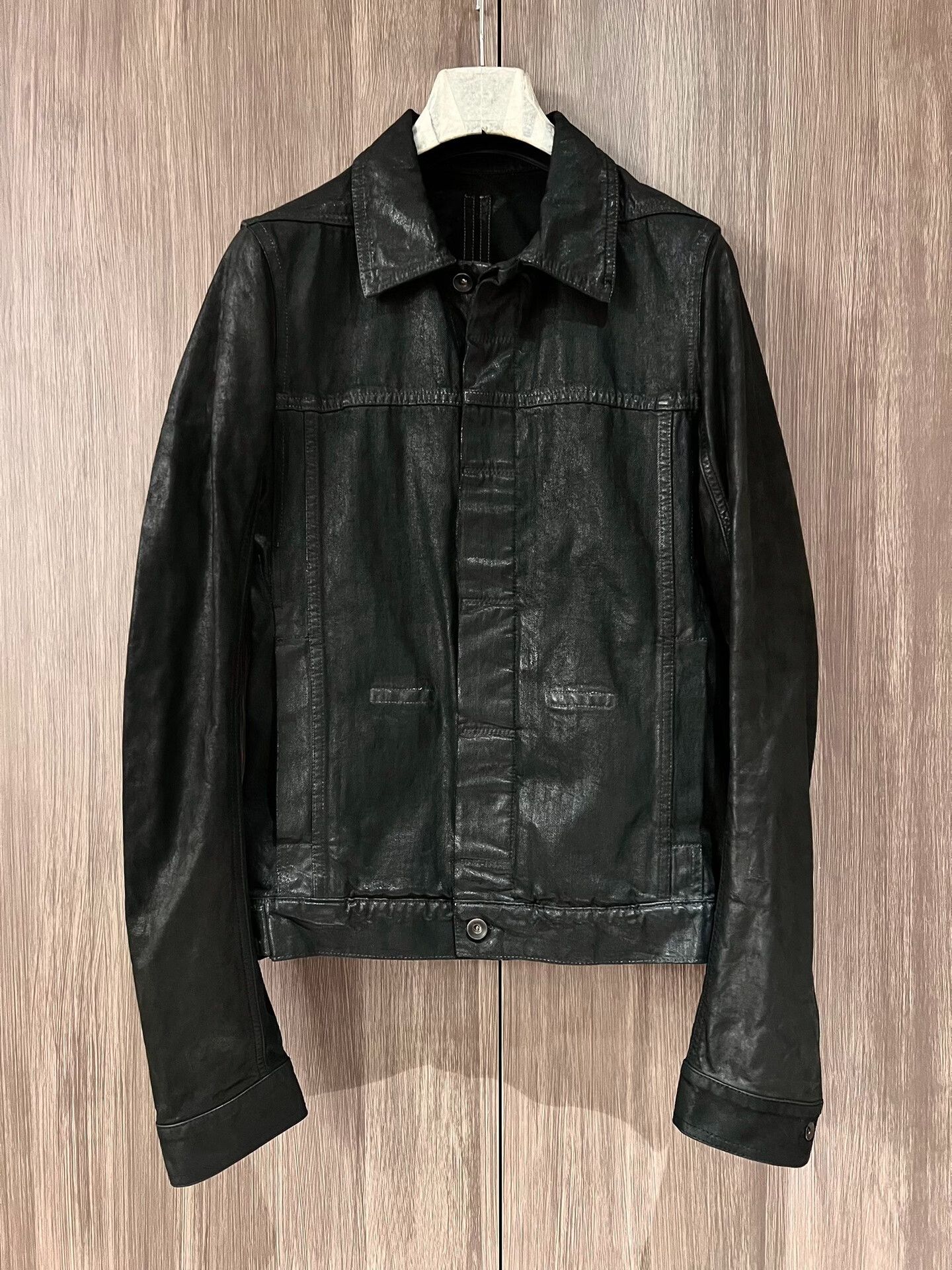 Rick Owens Drkshdw Rick Owens Black Waxed Denim Jacket Size US S / EU 44-46 / 1 - 1 Thumbnail