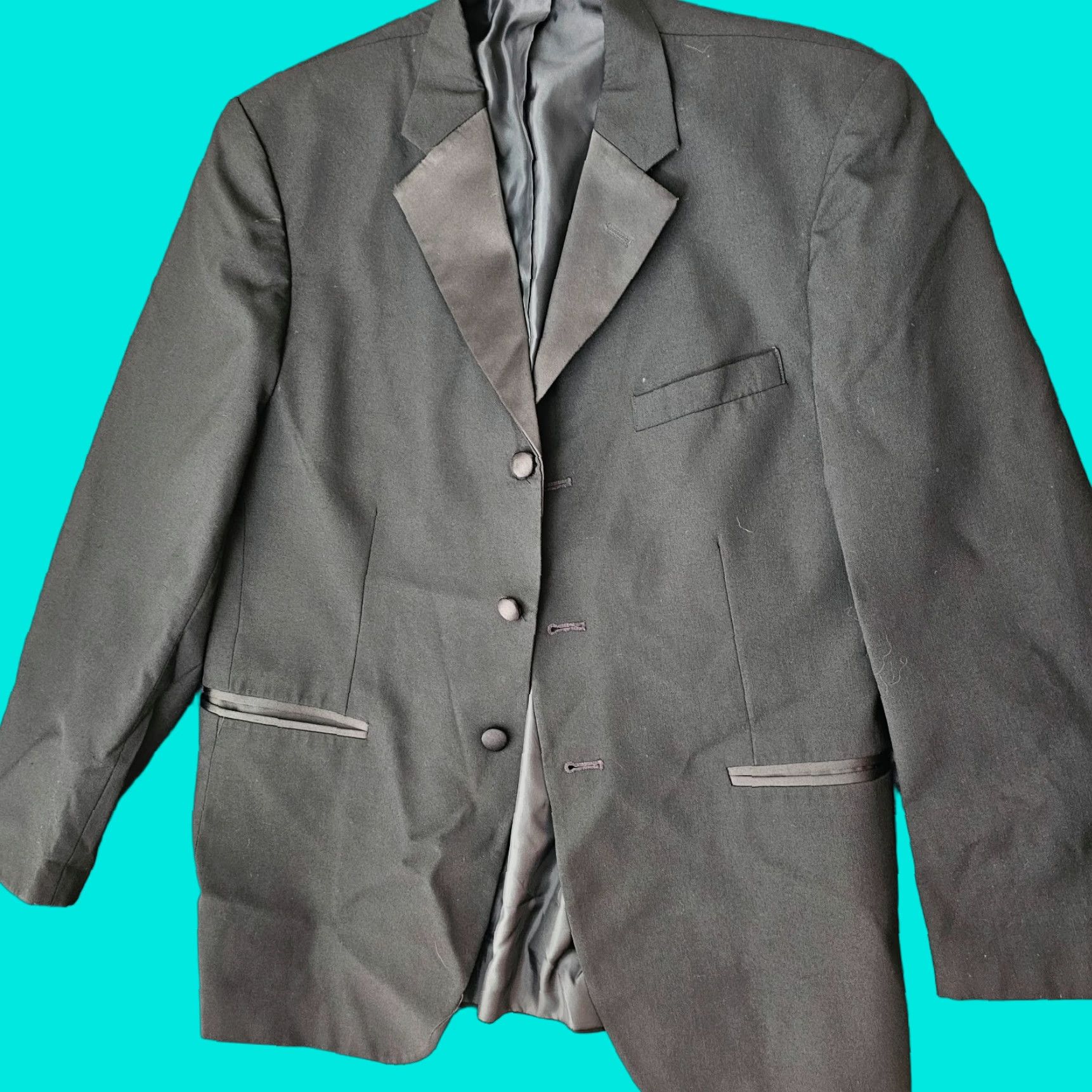 AFTER SIX Tuxedo Jacket Blazer Three-Button Size 38 Short Black Men Formal Wedding Prom Night Mens