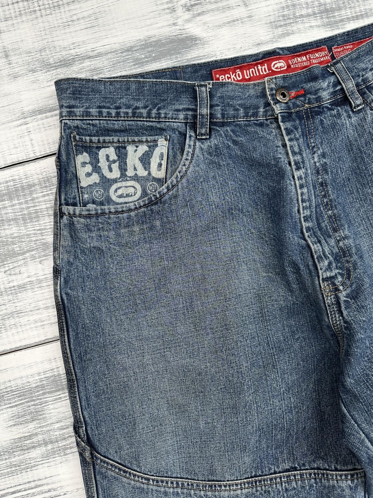 Ecko Unltd. ECKO UNLTD. Big Logo Baggy Distressed Cargo Jeans Pants Size US 34 / EU 50 - 6 Thumbnail