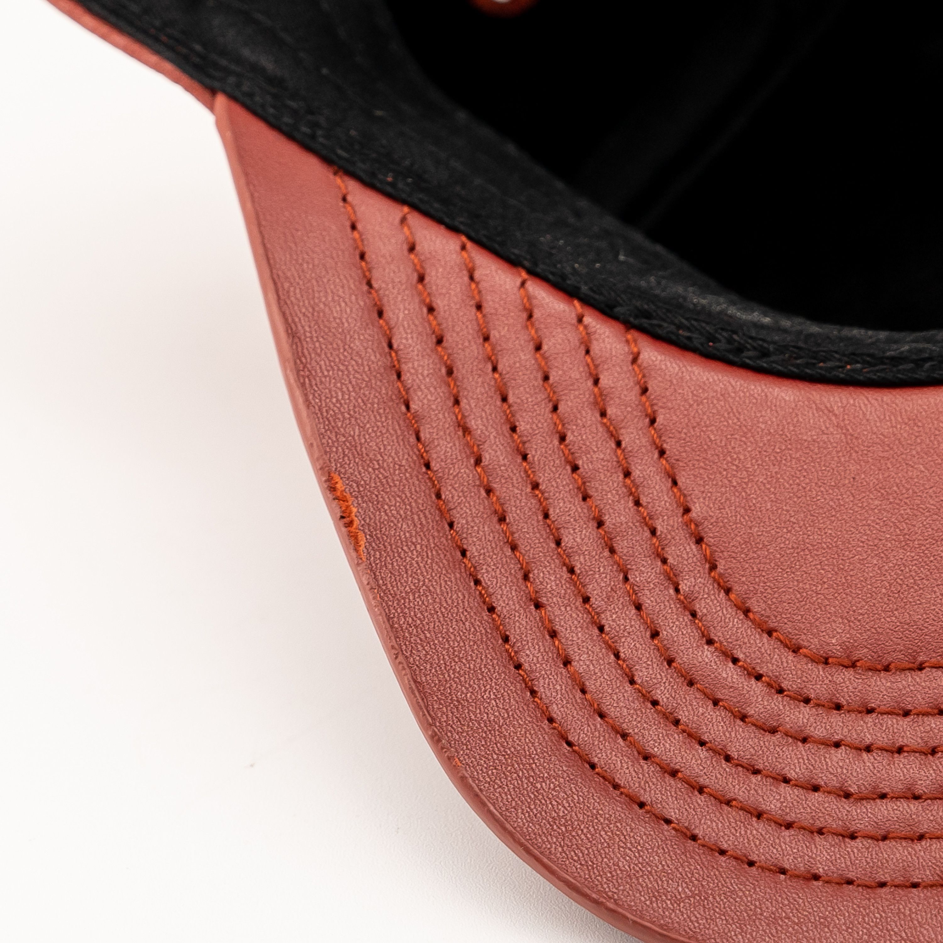 Buscemi Buscemi Screwback Cap Pebbled Cow Leather Red Hat Size ONE SIZE - 4 Thumbnail