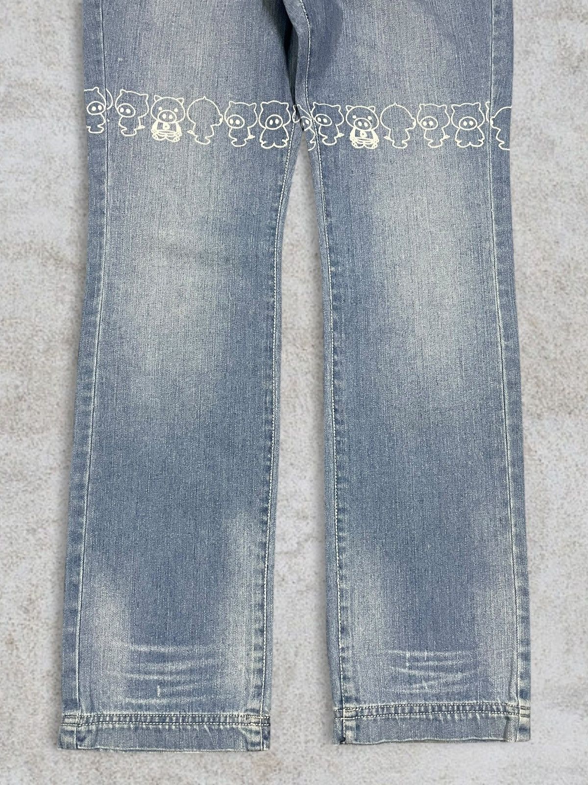Japanese Brand Drug Store’s Women Denim Cute Print Out Logo Blue Wash Jeans Size 31" - 6 Thumbnail