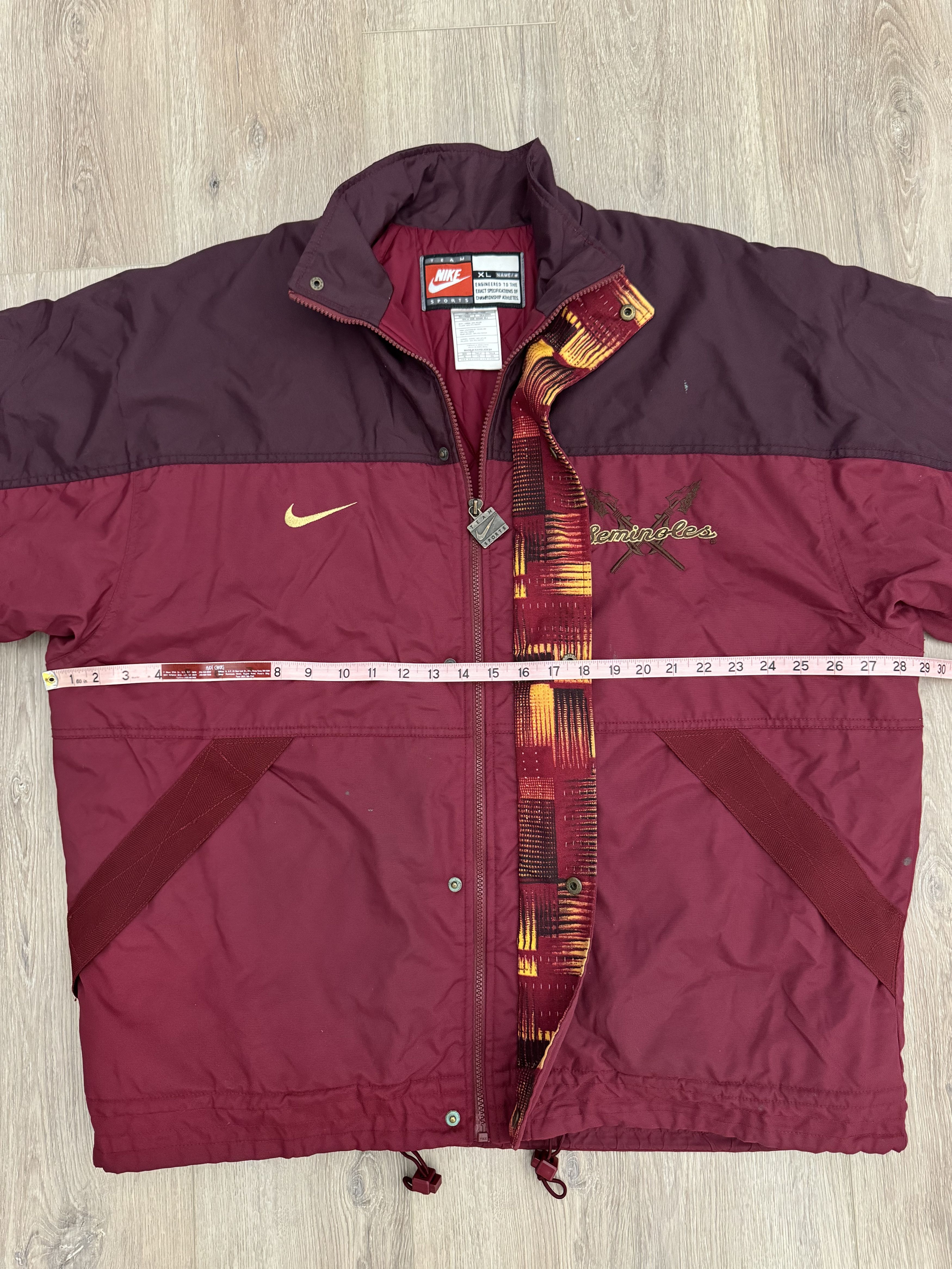 Nike × Vintage 90s NIKE FLORIDA STATE SEMINOLES PUFFER JACKET SMALL CHECK Size US XL / EU 56 / 4 - 9 Thumbnail