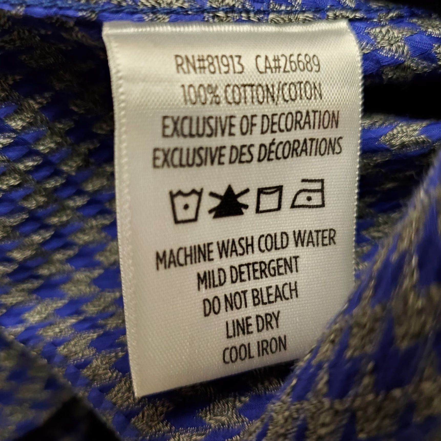 Robert Graham Robert Graham Shirt Mens XL Blue Gray Houndstooth Flip Cuff Casual Size US XL / EU 56 / 4 - 7 Thumbnail