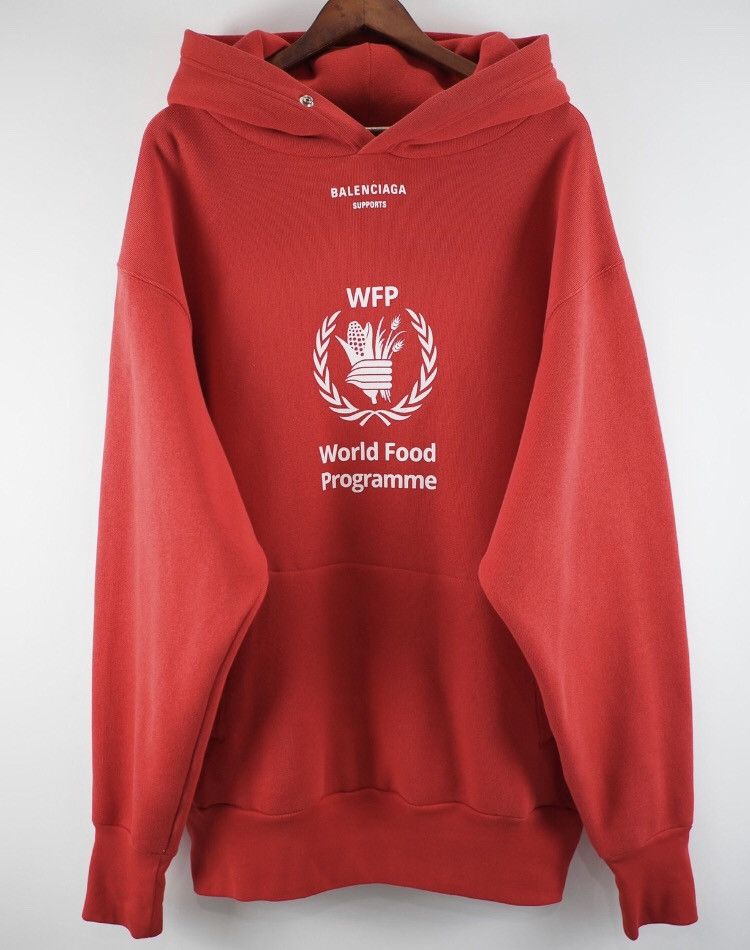image of Balenciaga 18Fw Show Red Wfp Hoodie, Men's (Size Small)