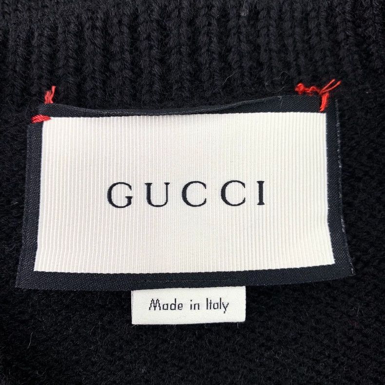 Gucci Gucci Black bee embroidery V-neck wool knitted sweater 2502 Size US S / EU 44-46 / 1 - 5 Thumbnail