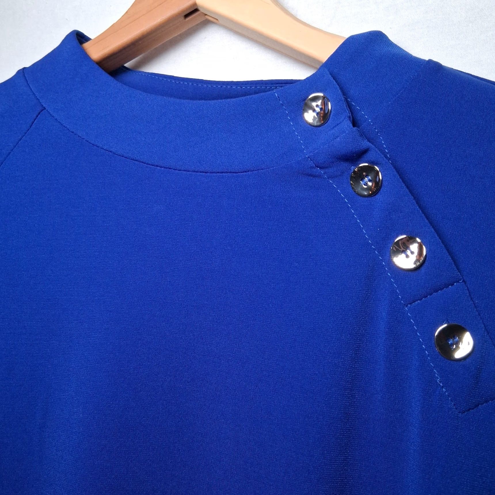 Vintage Susan Graver Shirt Women L Royal Blue Button Stretch Classic Blouse Size L / US 10 / IT 46 - 3 Thumbnail