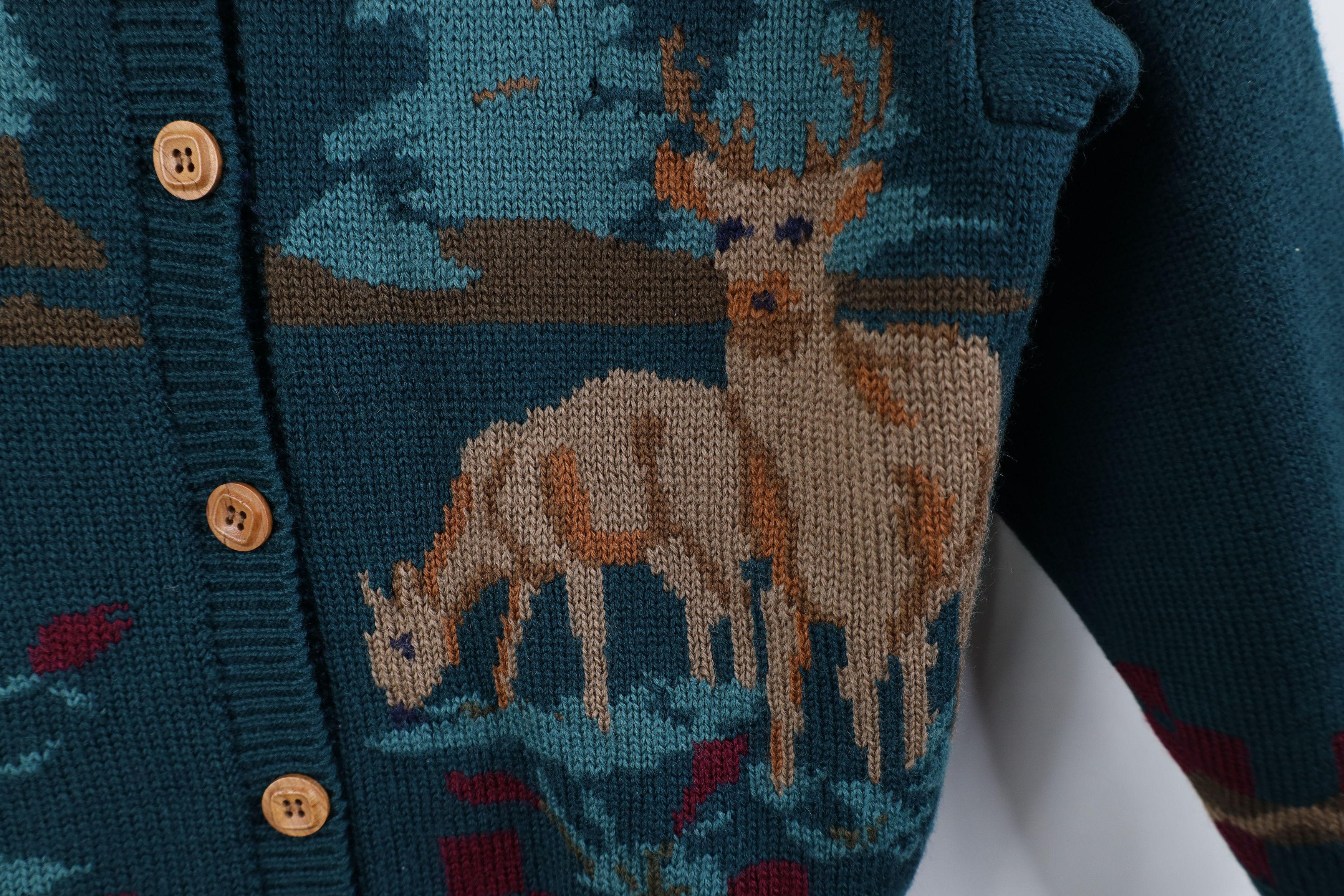 Vintage Vintage 90s Streetwear Deer Buck Wool Knit Cardigan Sweater Size M / US 6-8 / IT 42-44 - 7 Thumbnail