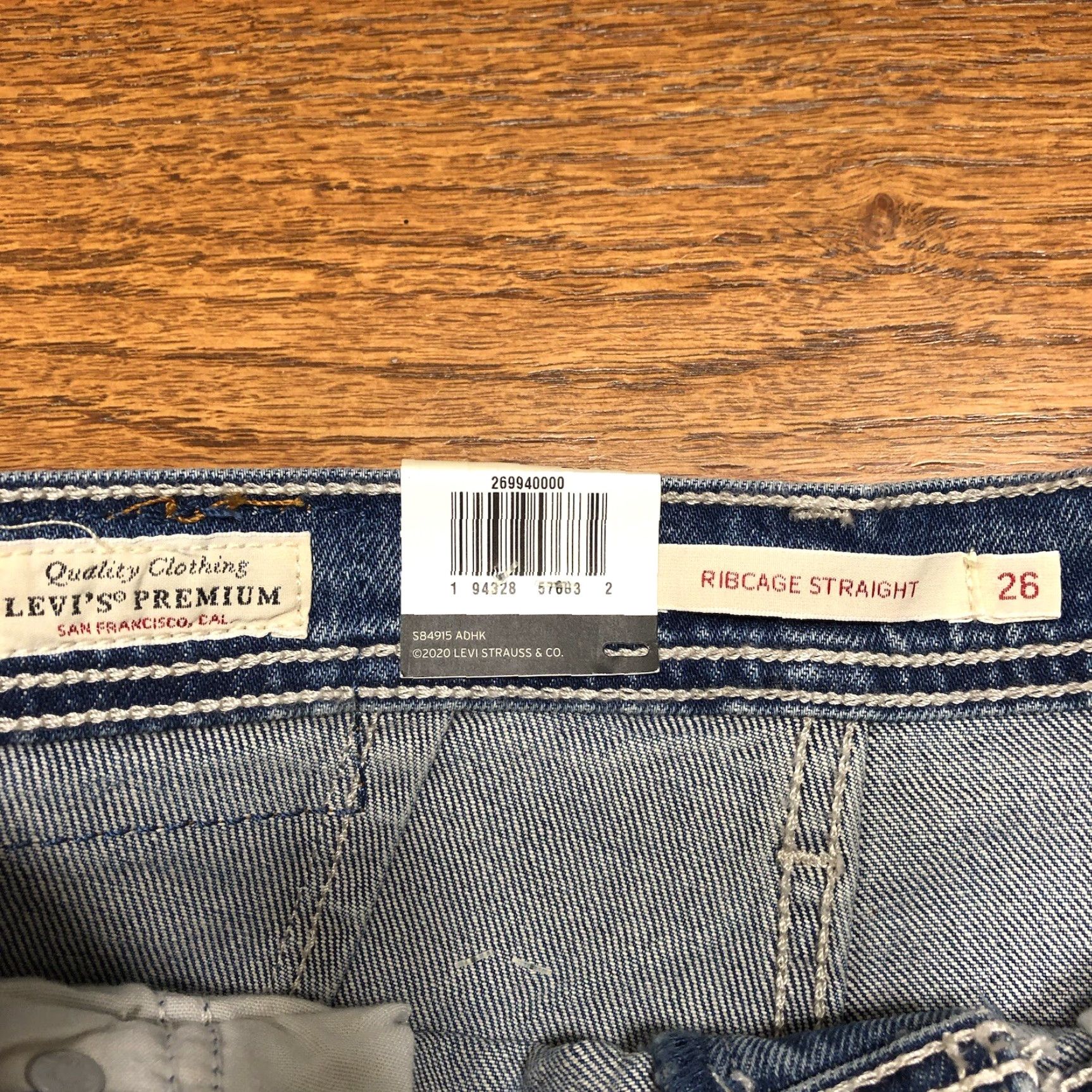 Levi's Levi's Premium Ribcage Straight Carpenter Denim Jeans 26 Womens Blue 27in Inseam 5-Pocket Regular Fit Utility Loop NWT Size 26" / US 2 / IT 38 - 6 Thumbnail