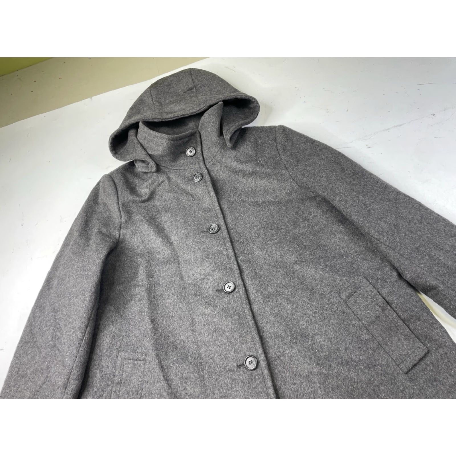 Ralph Lauren VINTAGE Lauren by Ralph Lauren Women's Hooded Pea Coat Jacket Charcoal XL Size XL / US 12-14 / IT 48-50 - 6 Thumbnail