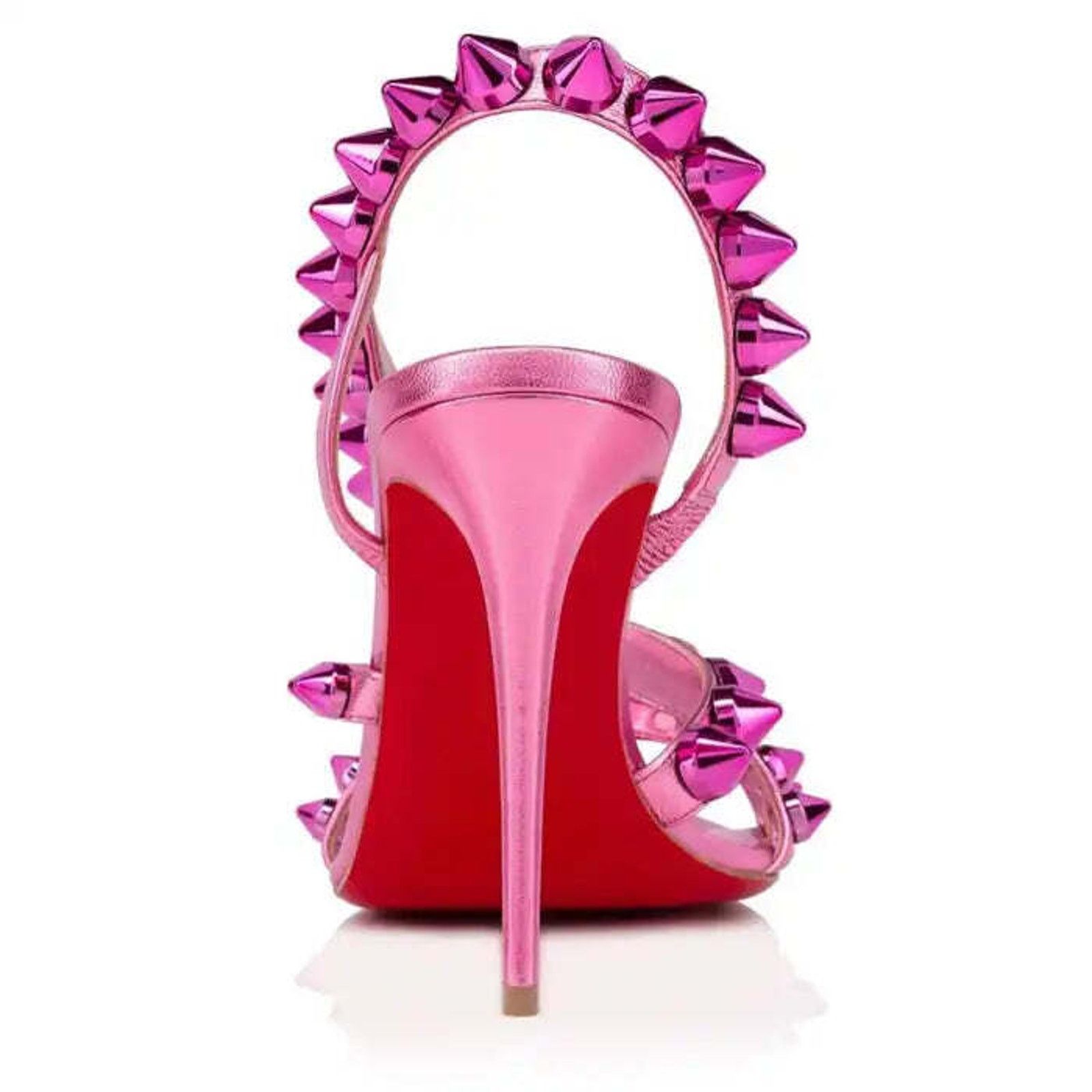 Christian Louboutin Spikita Strap 100 Confettis Pink Strappy Sandal Heel Pump 36 Size US 6 / IT 36 - 10 Thumbnail