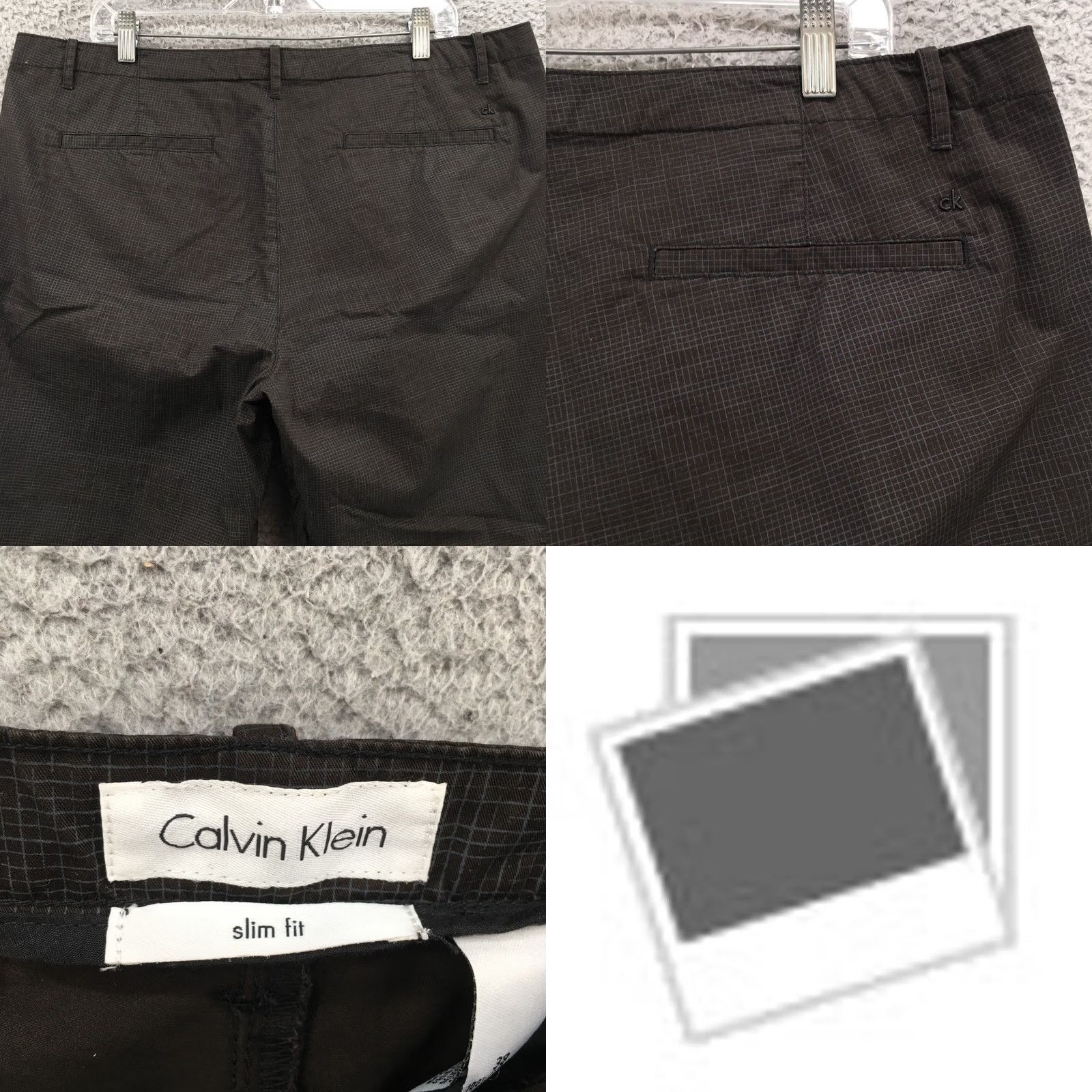 Calvin Klein Calvin Klein Slim Fit Chino Shorts Mens 38 Black Plaid Cotton Short Chino Flat Front Slit Pocket Breathable Casual Men Size US 38 / EU 54 - 9 Thumbnail