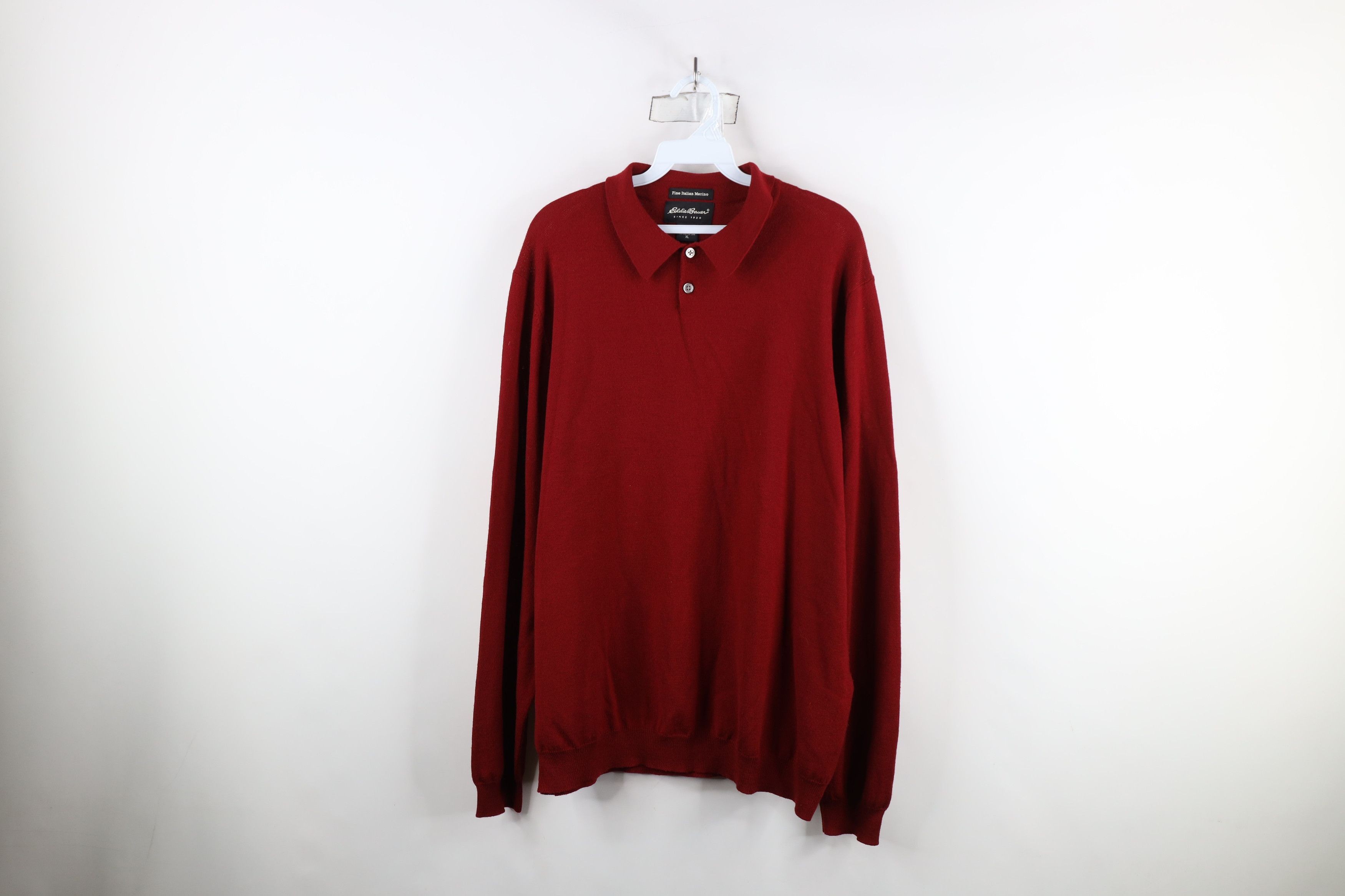 Eddie Bauer × Vintage Vintage 90s Eddie Bauer Knit Collared Pullover Sweater Red Size US XL / EU 56 / 4 - 1 Thumbnail