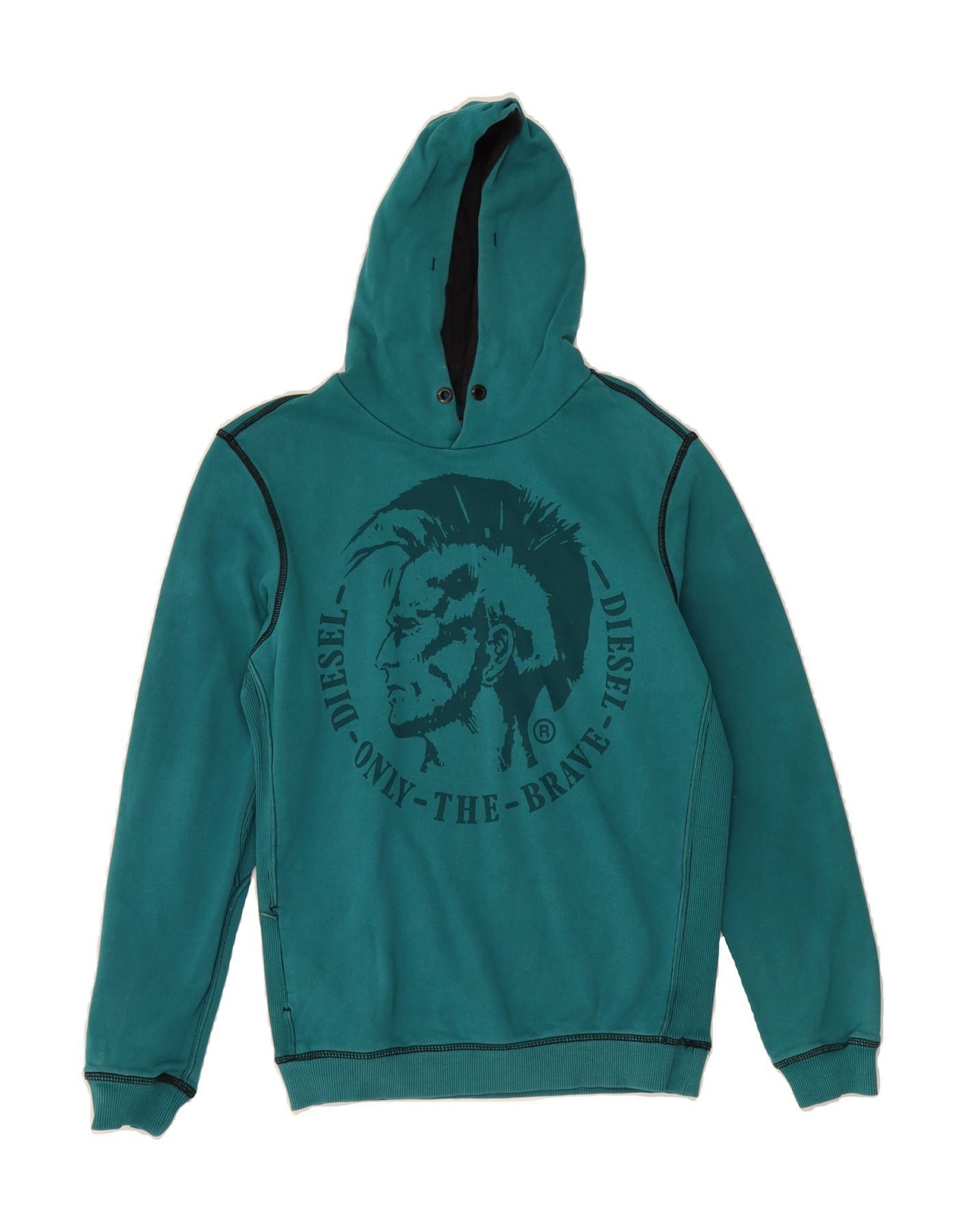 Diesel Mens Graphic Hoodie Jumper Small Green Cotton Size US S / EU 44-46 / 1 - 1 Thumbnail