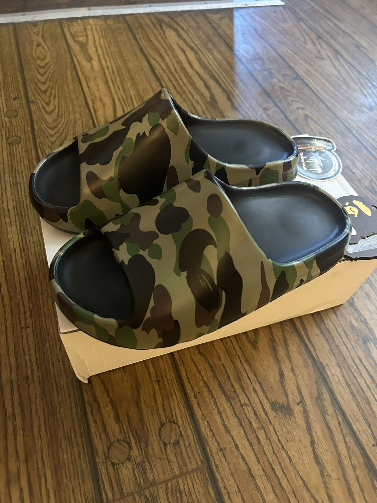 Bape Bape 1st Camo Green Camo “Yeezy” Slides Size US 8 / EU 41 - 3 Thumbnail