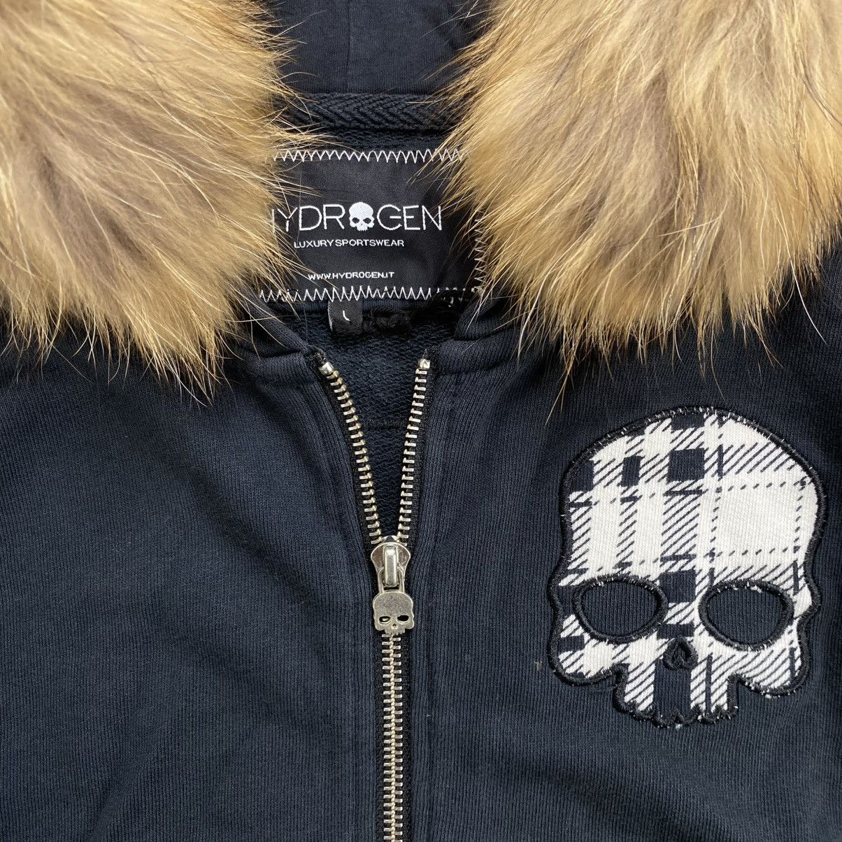If Six Was Nine 2000s Hydrogen Skulls Ifsix Cross Lgb Style Zip Fur Hoodie Size US L / EU 52-54 / 3 - 6 Thumbnail