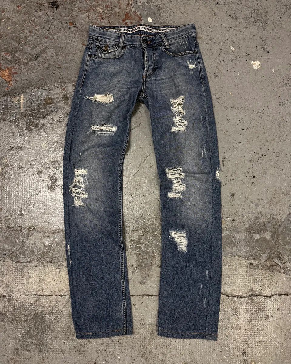 Dolce & Gabbana 2000s Dolce & Gabbana Distressed Blue Slim Denim Jeans Size US 30 / EU 46 - 3 Thumbnail