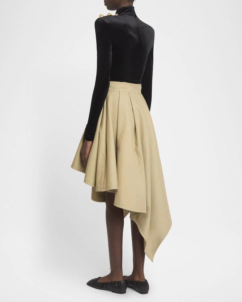 Balmain o1s1wg111025 Pleated Hi-Low Cotton Midi Skirt in Beige Size 27" / US 4 / IT 40 - 4 Thumbnail
